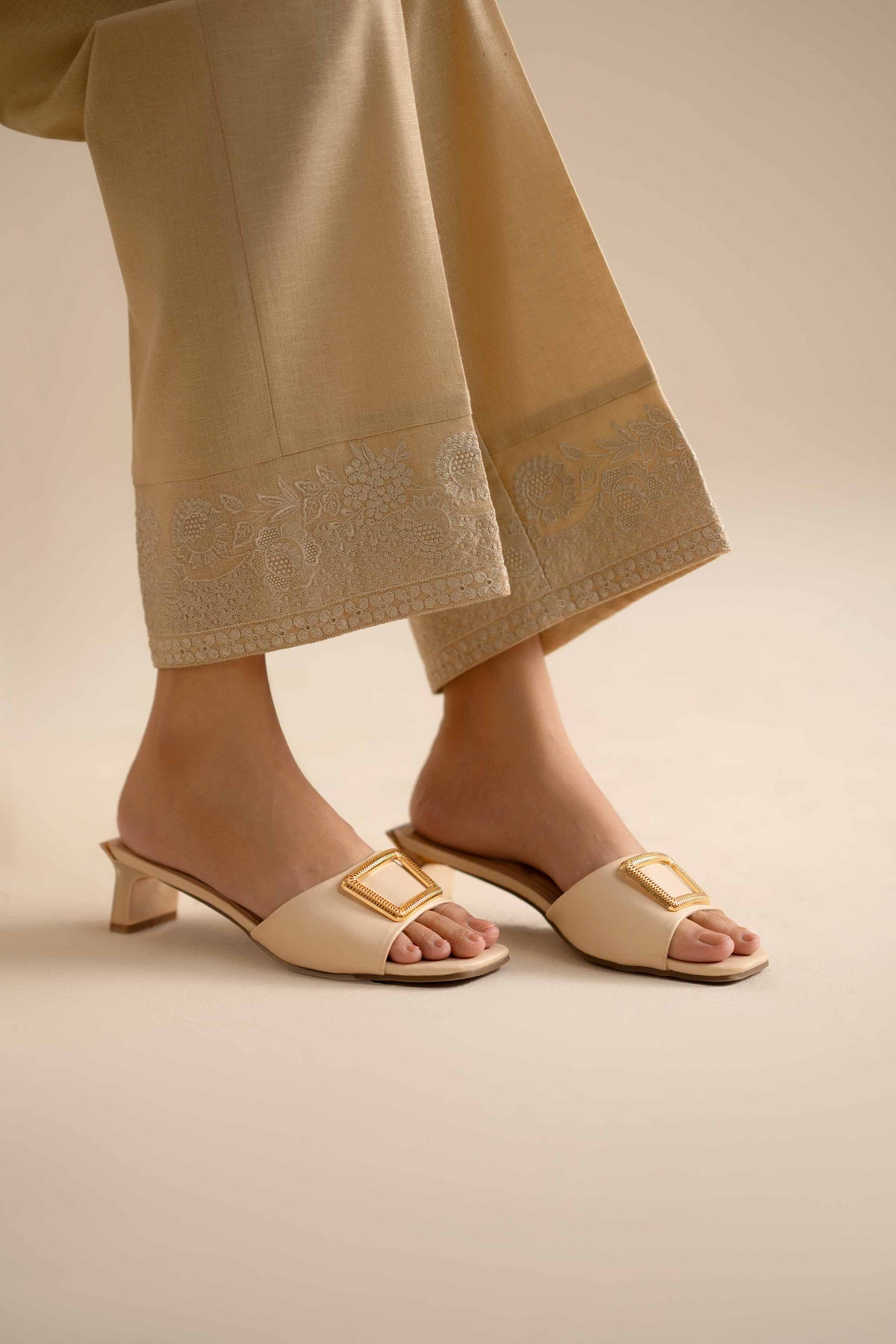 Embroidered Trousers - PW25-145 Beige Karandi 1PC Embroidered Nishat Australia