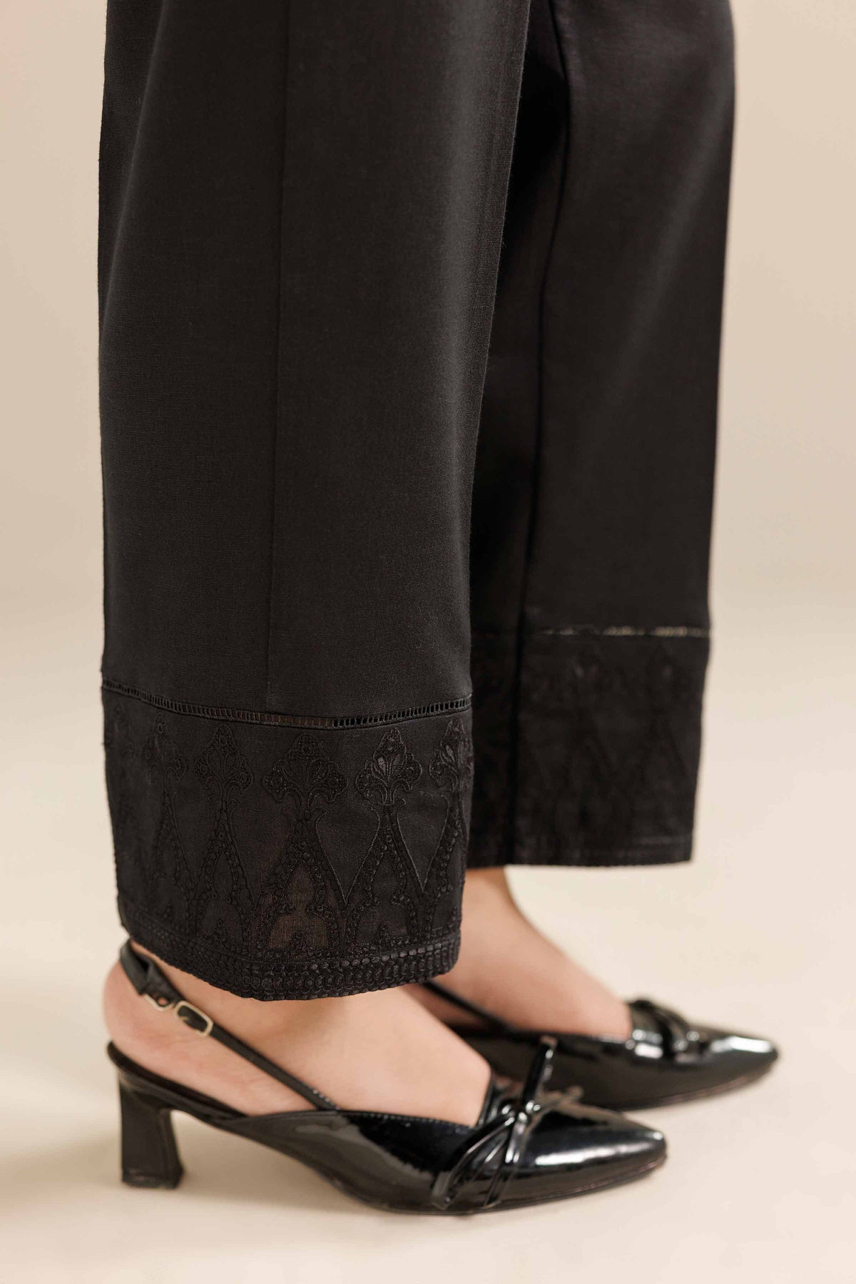 Embroidered Trousers - PW25-152 Black Karandi 1PC Embroidered Nishat Australia