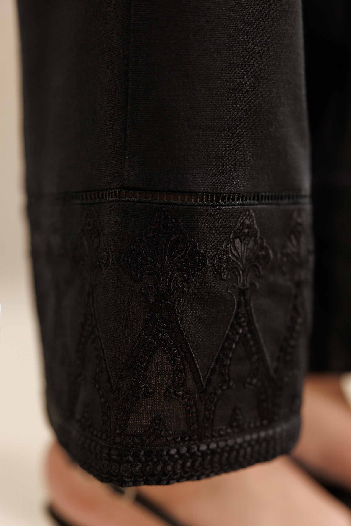 Embroidered Trousers - PW25-152 Black Karandi 1PC Embroidered Nishat Australia