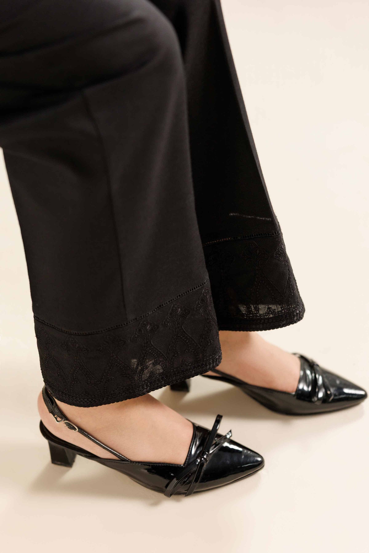 Embroidered Trousers - PW25-152 Black Karandi 1PC Embroidered Nishat Australia