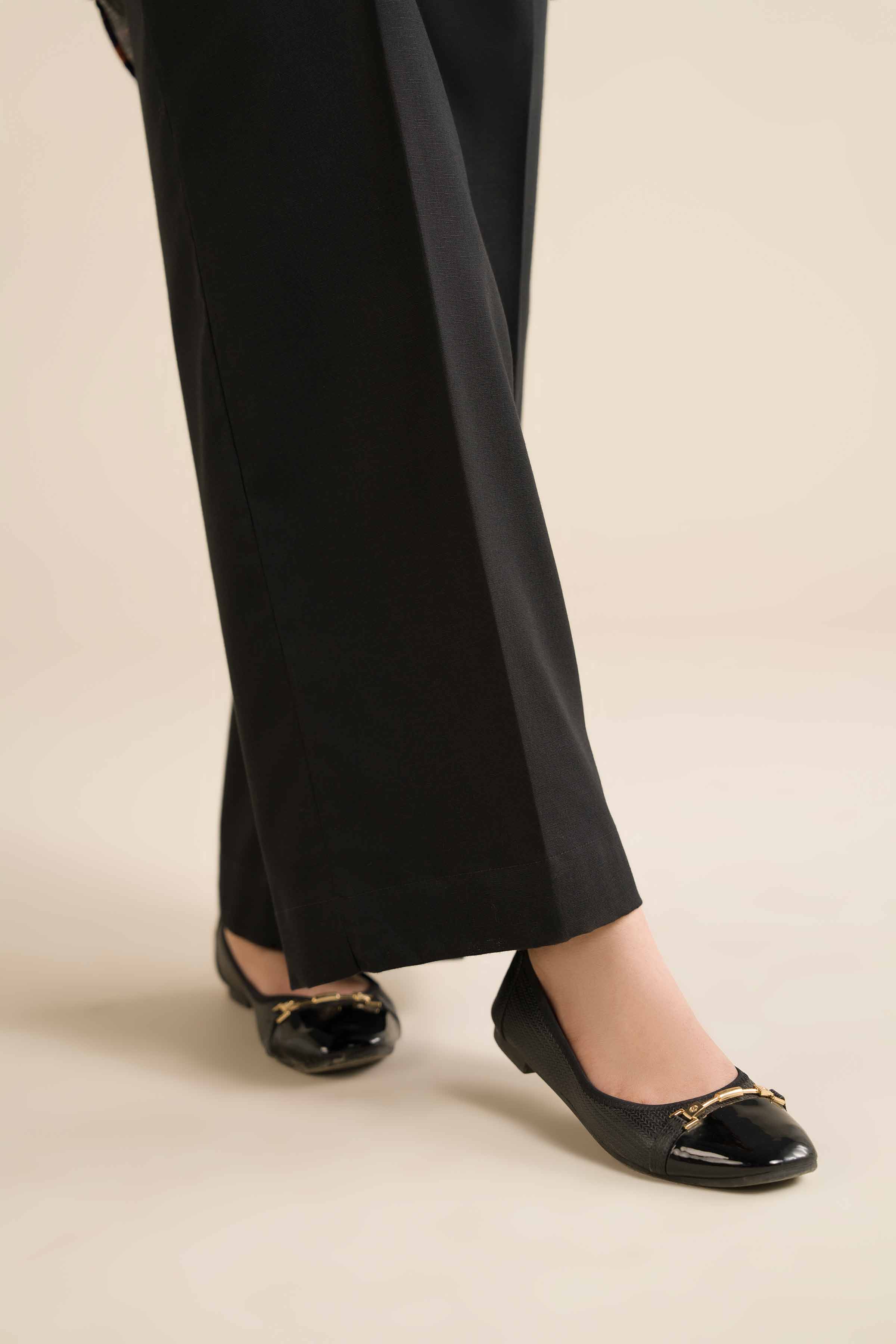 Basic Trousers - PW25-153 READY TO WEAR Black Karandi 1PC Solids