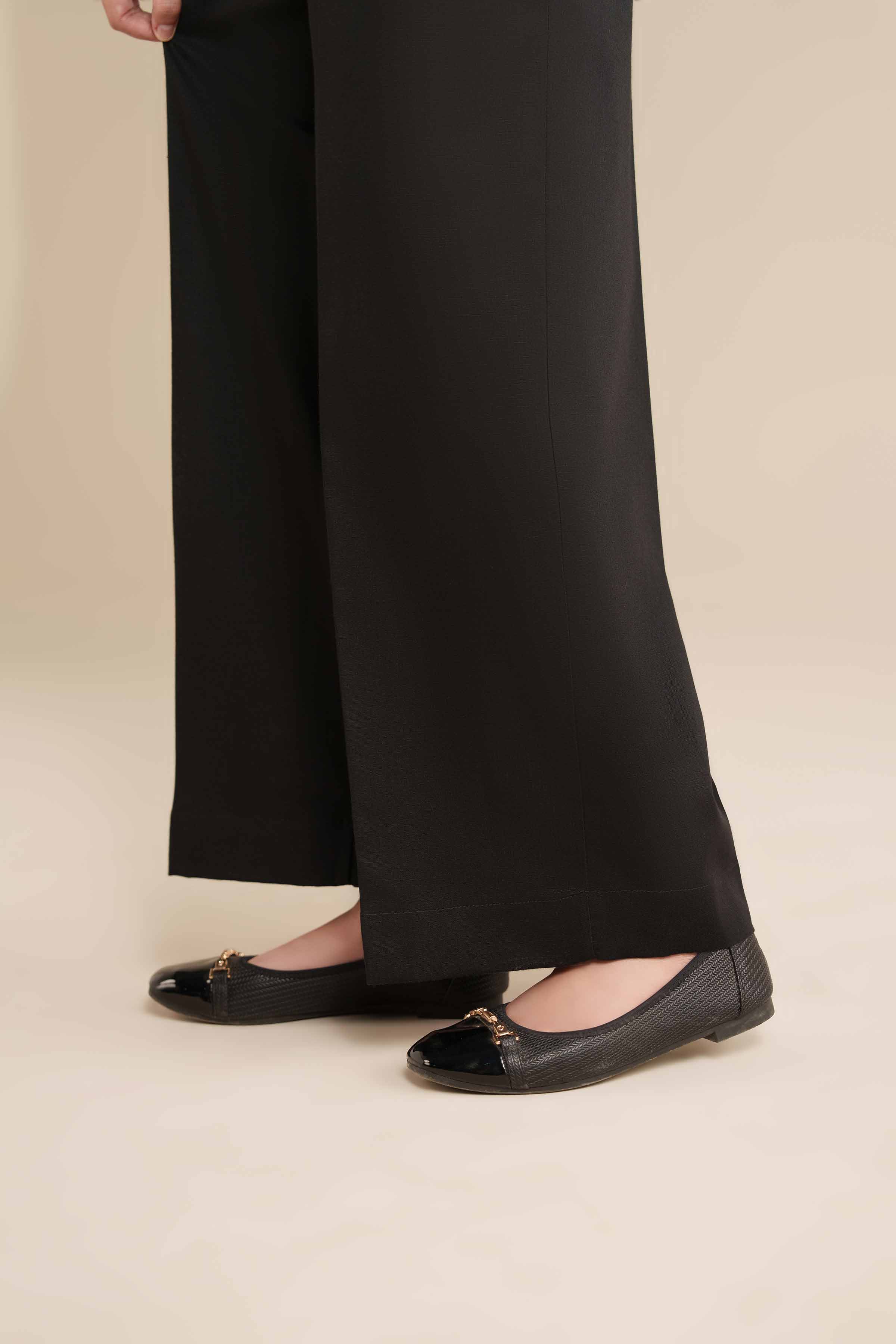 Basic Trousers - PW25-153 READY TO WEAR Black Karandi 1PC Solids