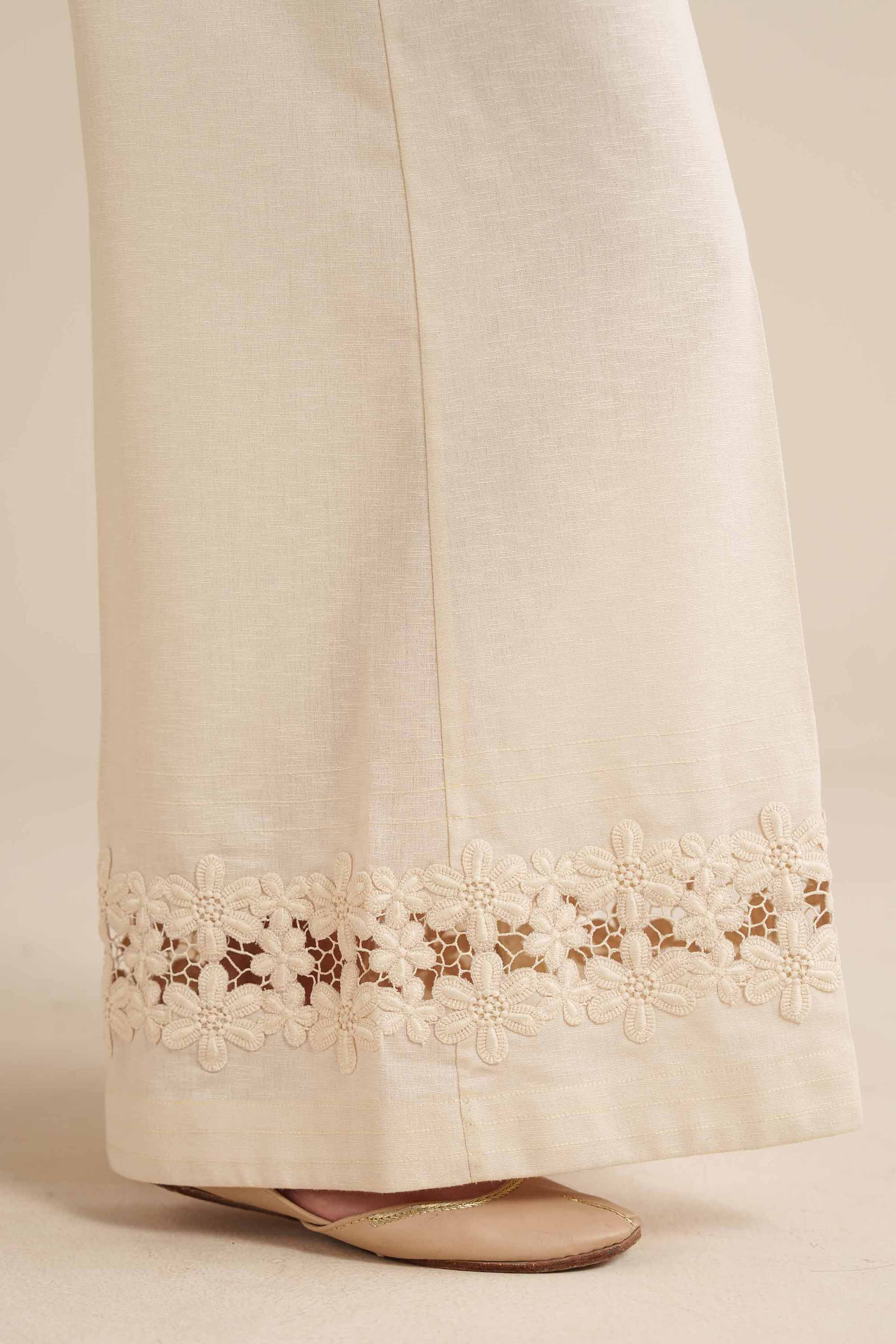 Basic Pants - PW25-157 READY TO WEAR White Karandi 1PC Solids
