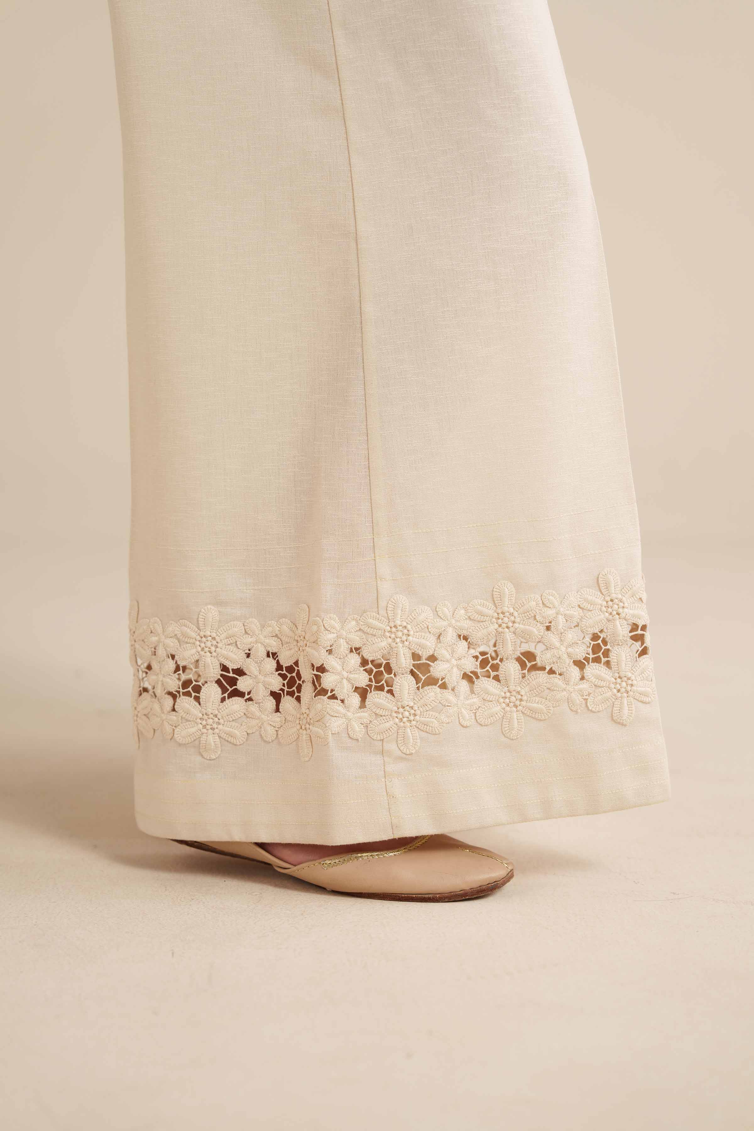 Basic Pants - PW25-157 READY TO WEAR White Karandi 1PC Solids