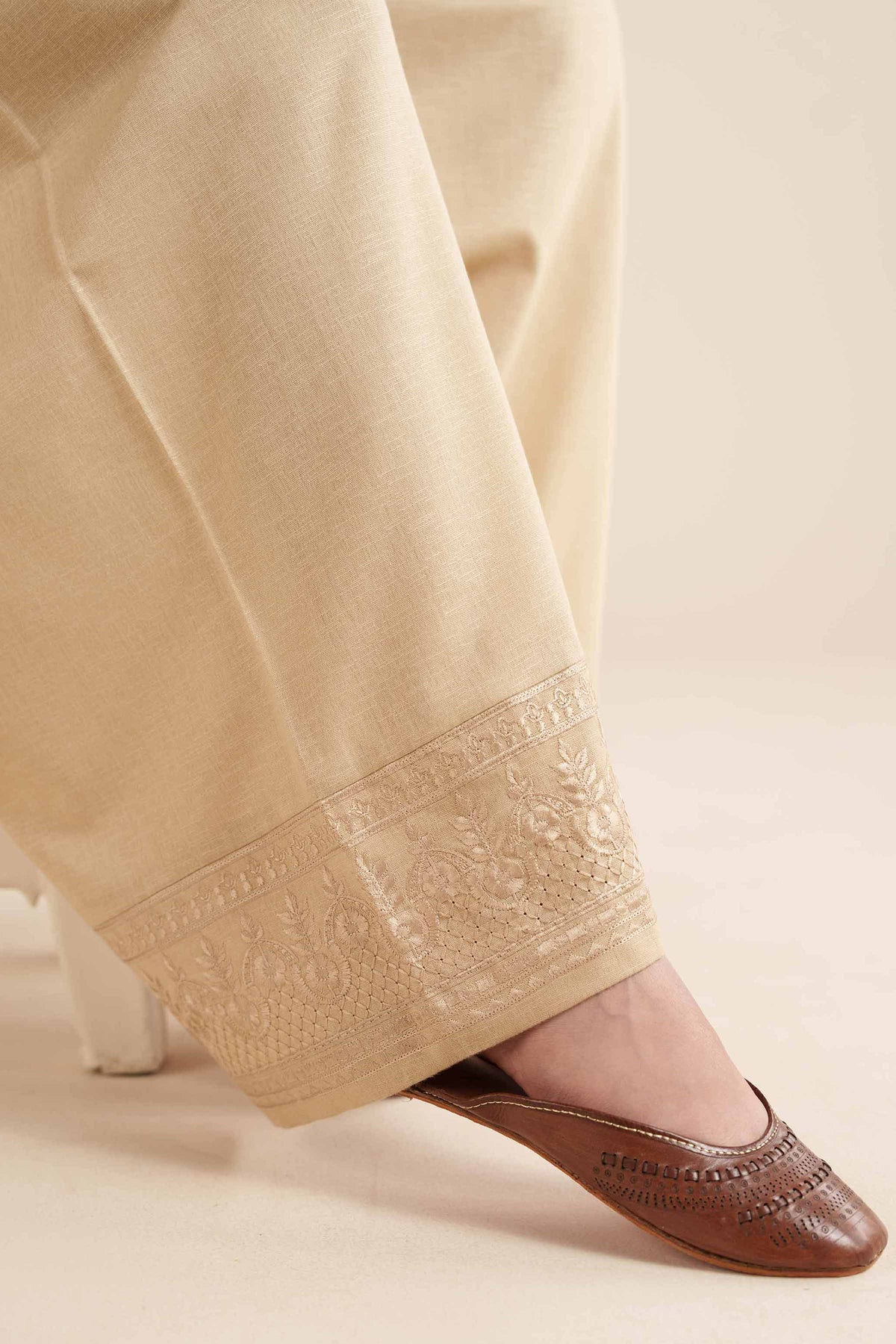 Embroidered Shalwar - PW25-159 Beige Karandi 1PC Embroidered Nishat Australia