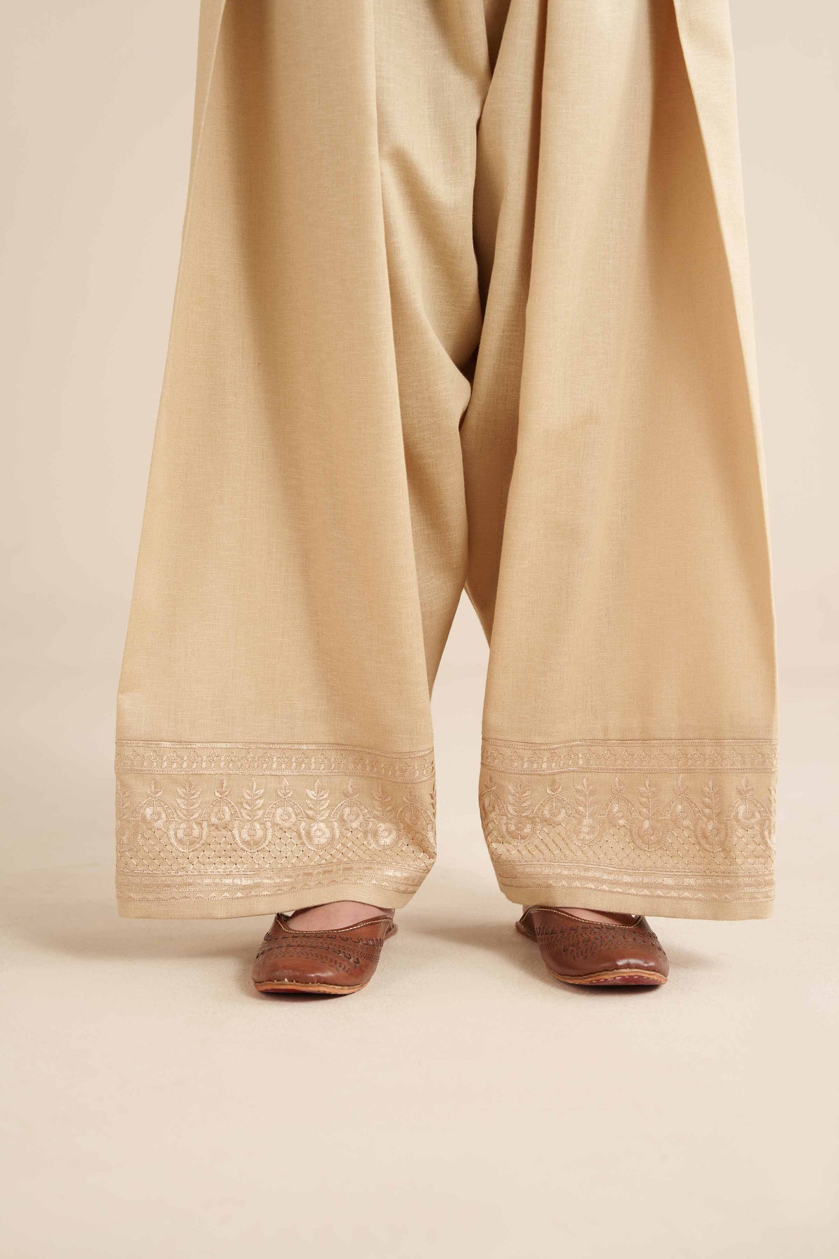 Embroidered Shalwar - PW25-159 Beige Karandi 1PC Embroidered Nishat Australia