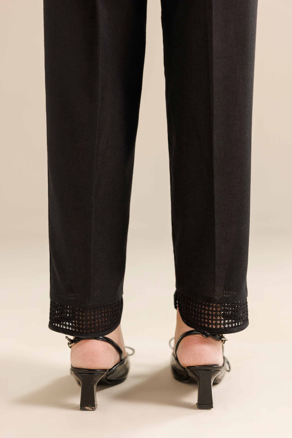 Basic Trousers - PW25-167 Black Cambric 1PC Solids Nishat Australia