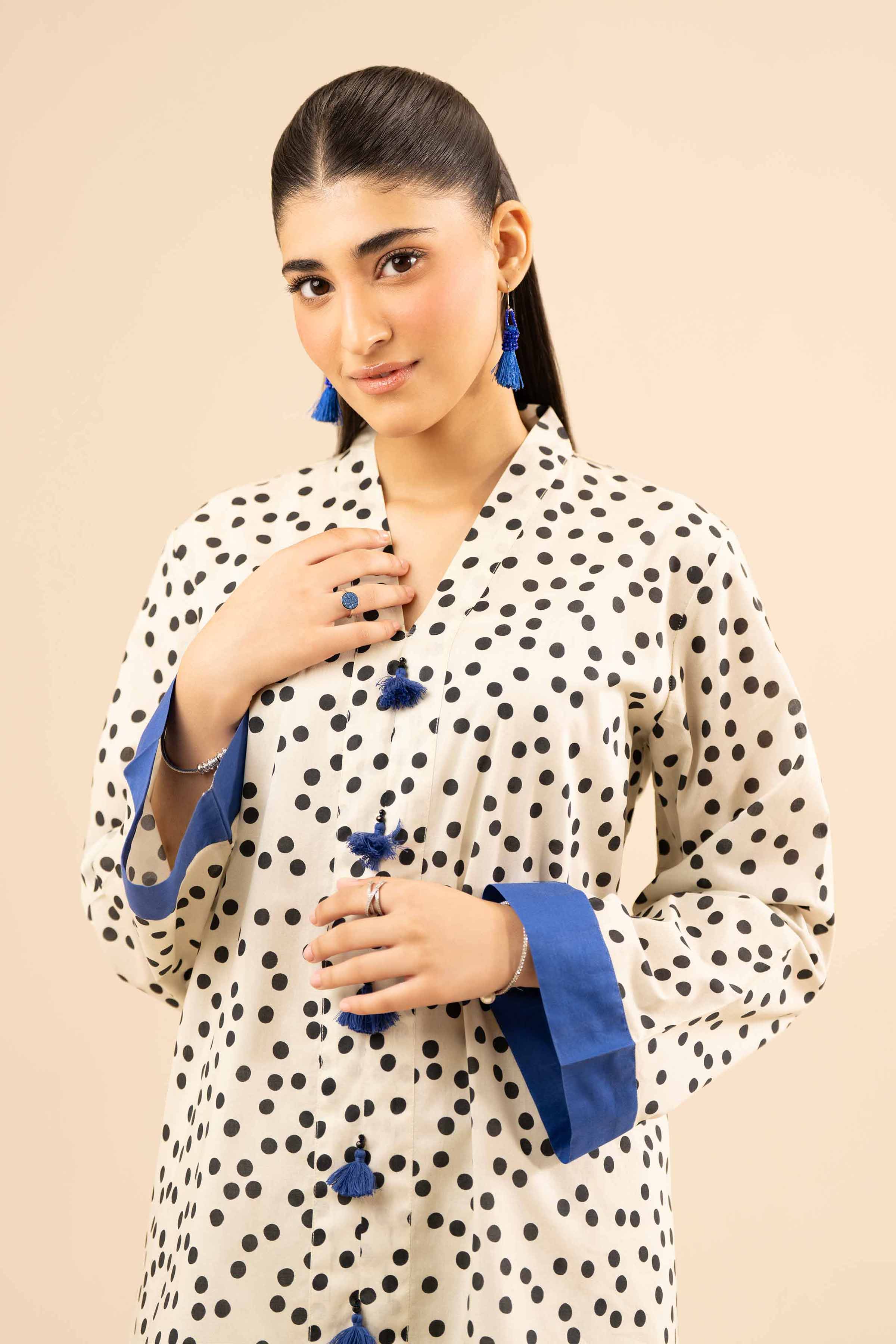 2 Piece - Printed Suit - PW25-19 READY TO WEAR White Cambric 2PC Printed