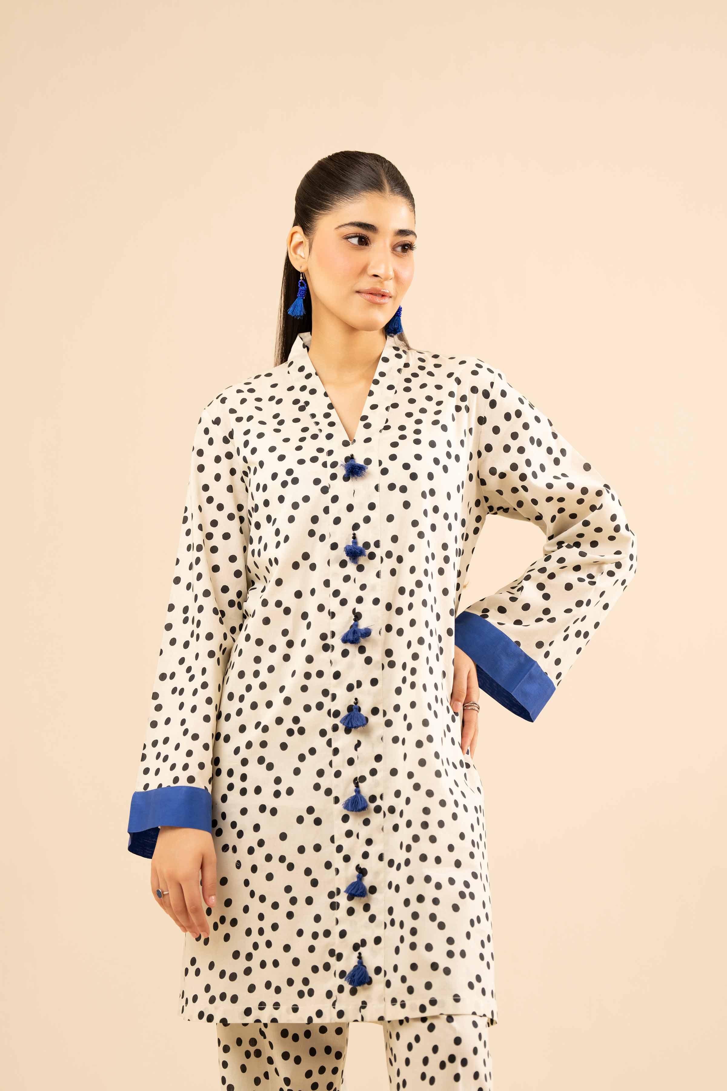 2 Piece - Printed Suit - PW25-19 READY TO WEAR White Cambric 2PC Printed
