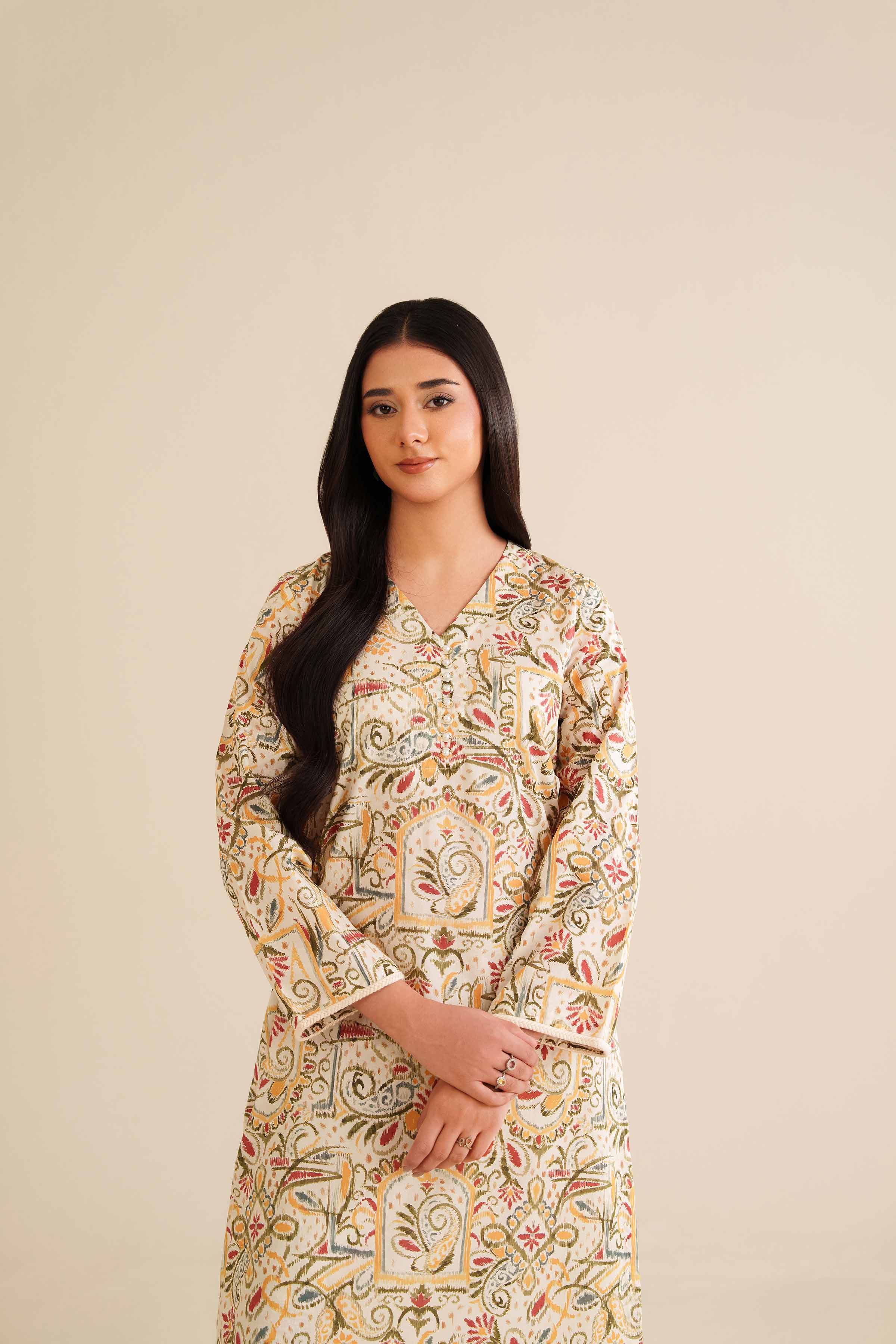 2 Piece - Printed Suit - PW25-200 READY TO WEAR White Cambric 2PC Printed