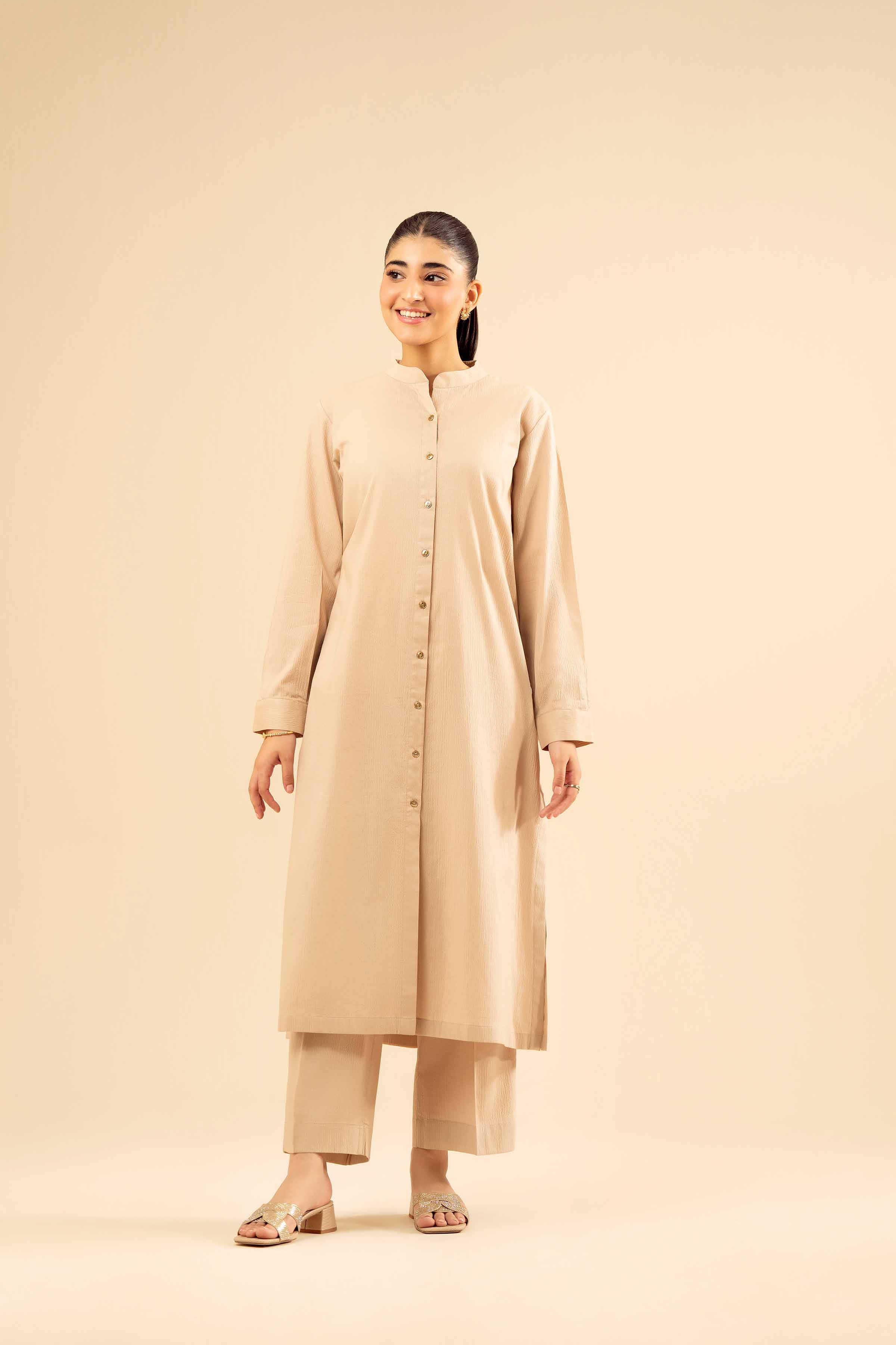 2 Piece - Basic Suit - PW25-203 READY TO WEAR Beige Crush 2PC Solids