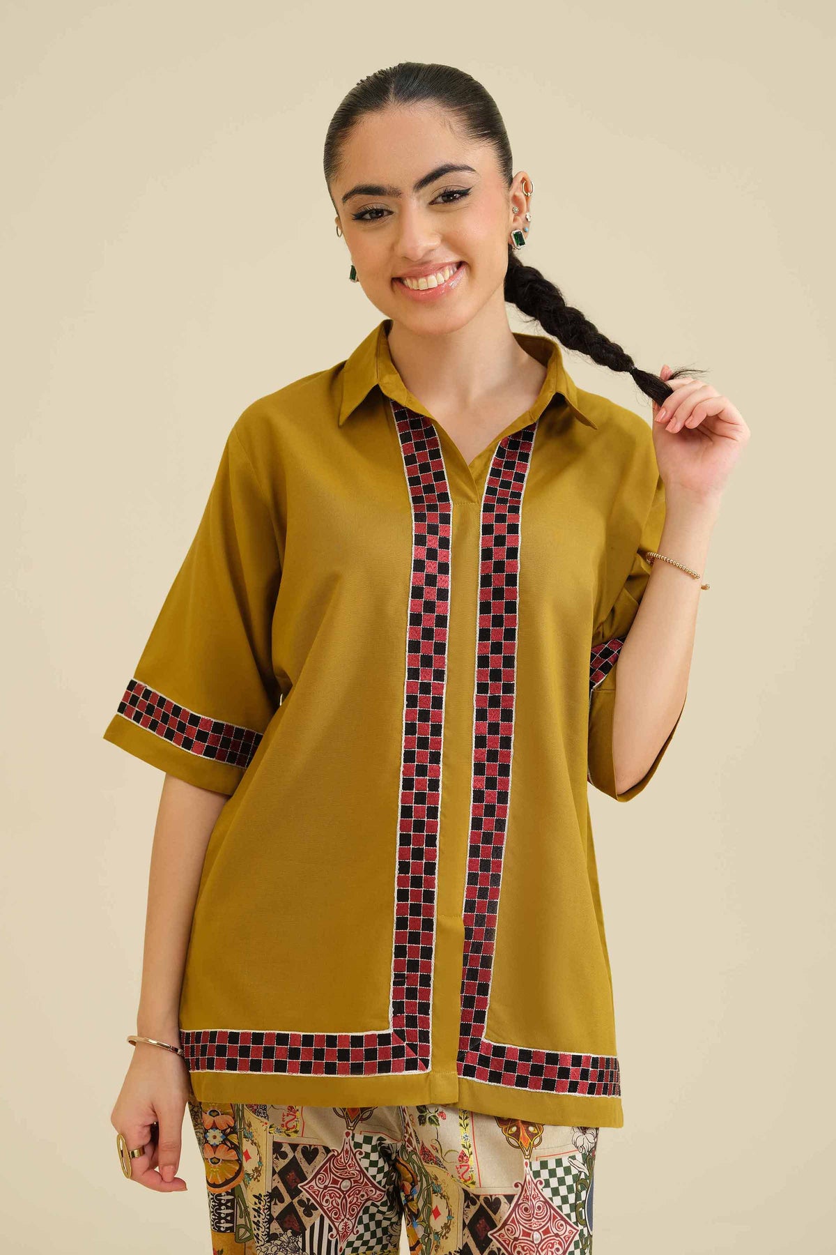 2 Piece - Embroidered Suit - PW25-208 Yellow Wool 2PC Embroidered Nishat Australia