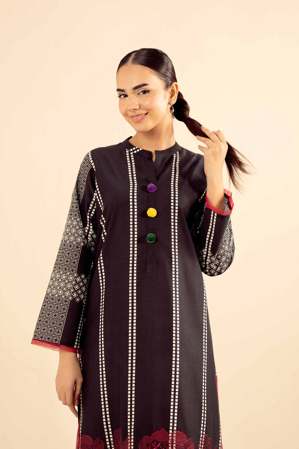2 Piece - Printed Embroidered Suit - PW25-209 Black Wool 2PC Embroidered Nishat Australia