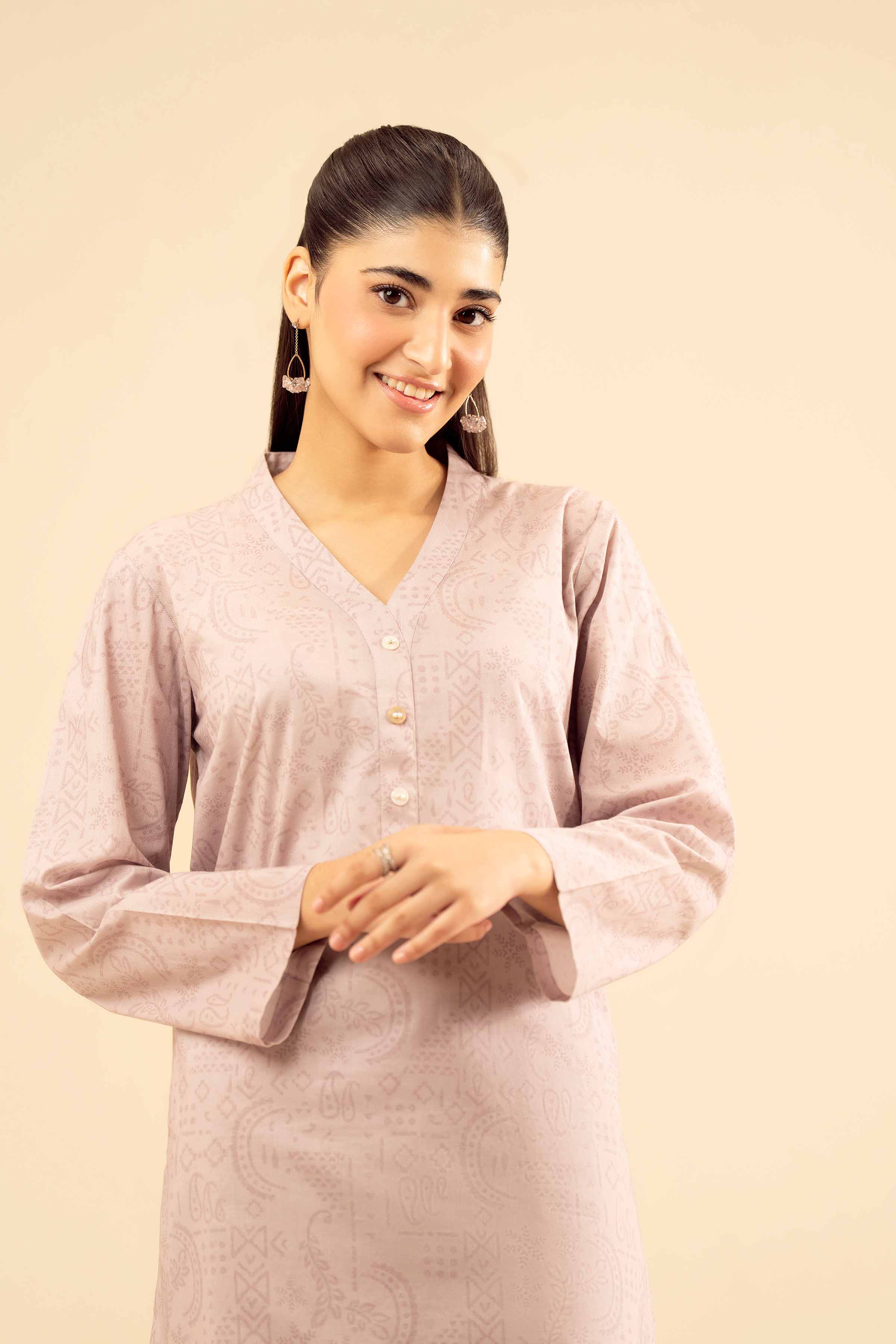 2 Piece - Printed Suit - PW25-21 READY TO WEAR Pink Cambric 2PC Printed