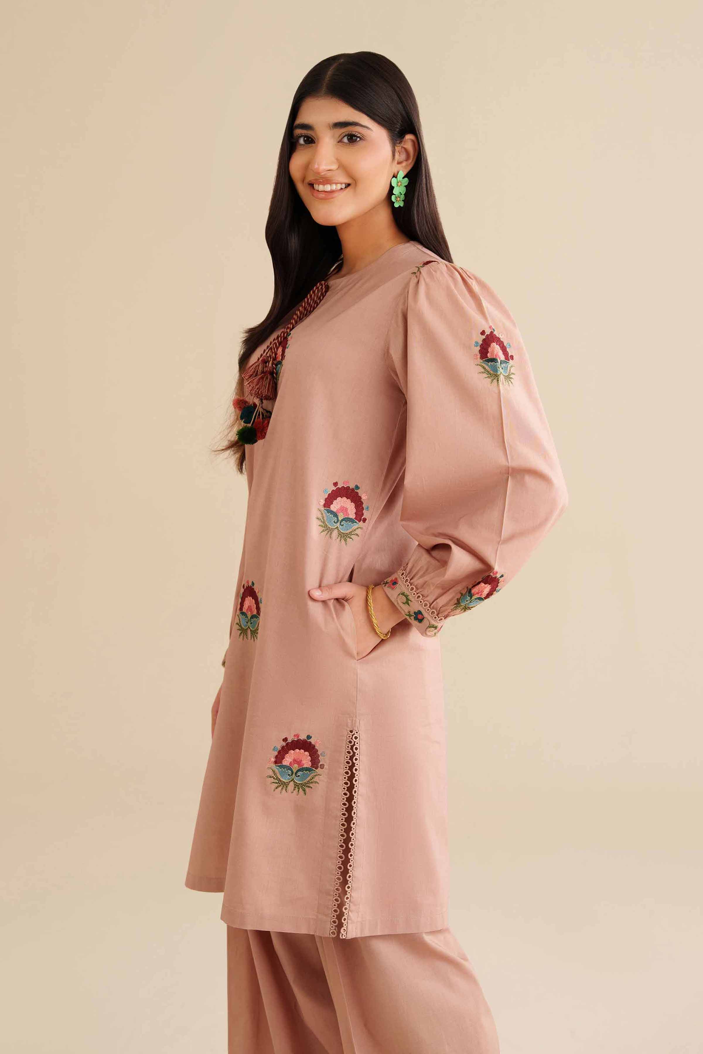 2 Piece - Embroidered Suit - PW25-211 READY TO WEAR Beige Tropical 2PC Embroidered