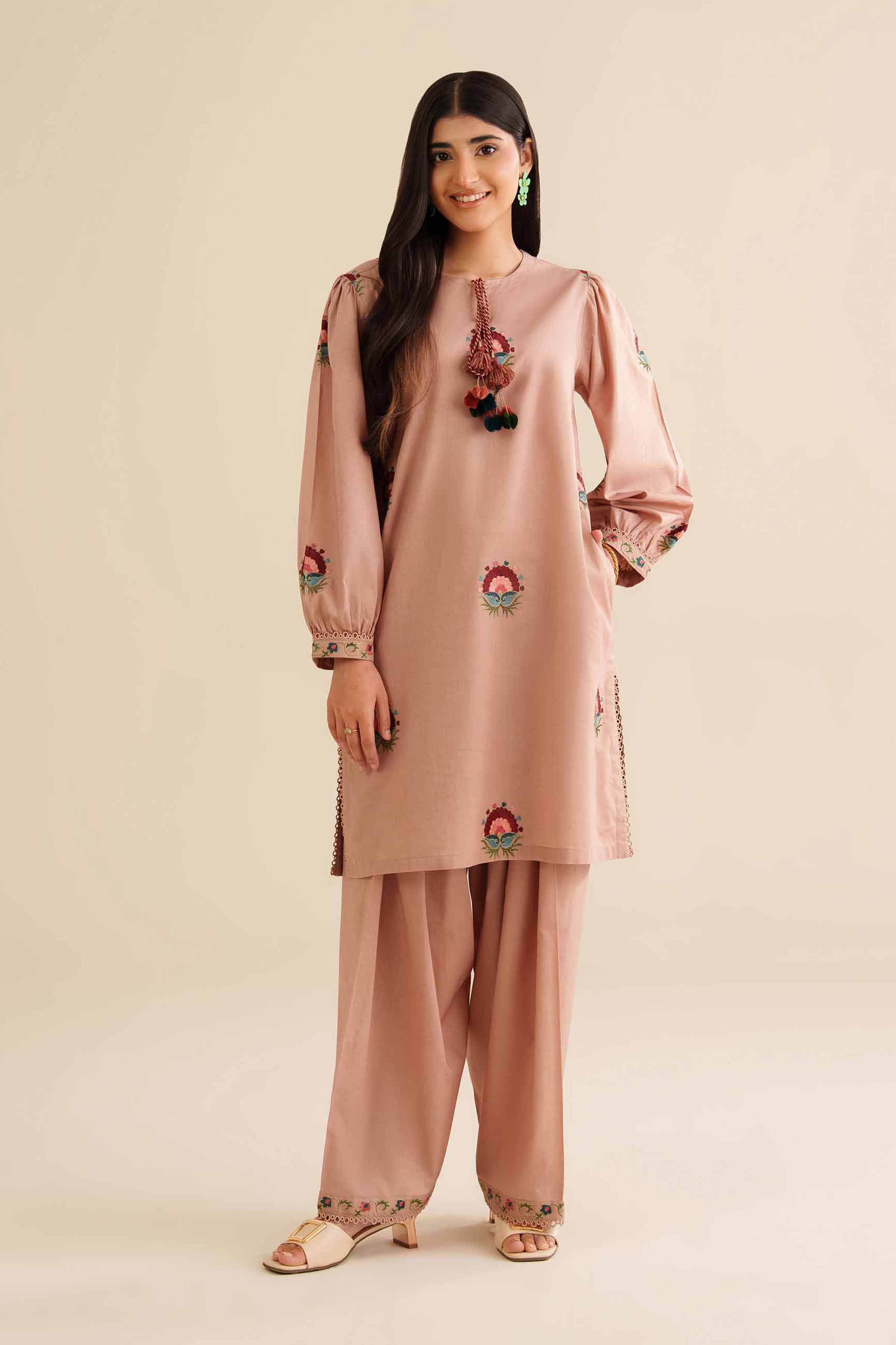 2 Piece - Embroidered Suit - PW25-211 READY TO WEAR Beige Tropical 2PC Embroidered