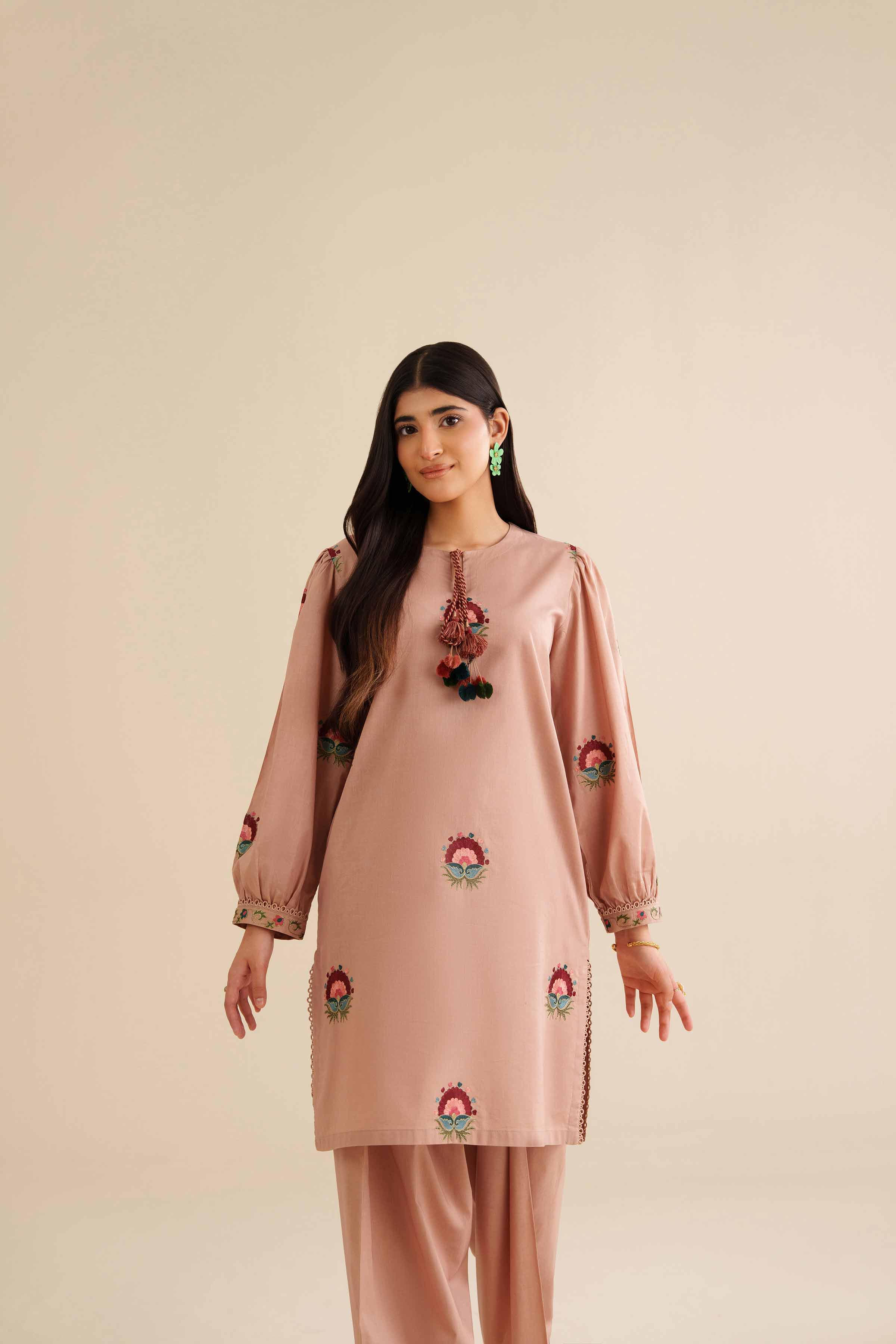 2 Piece - Embroidered Suit - PW25-211 READY TO WEAR Beige Tropical 2PC Embroidered