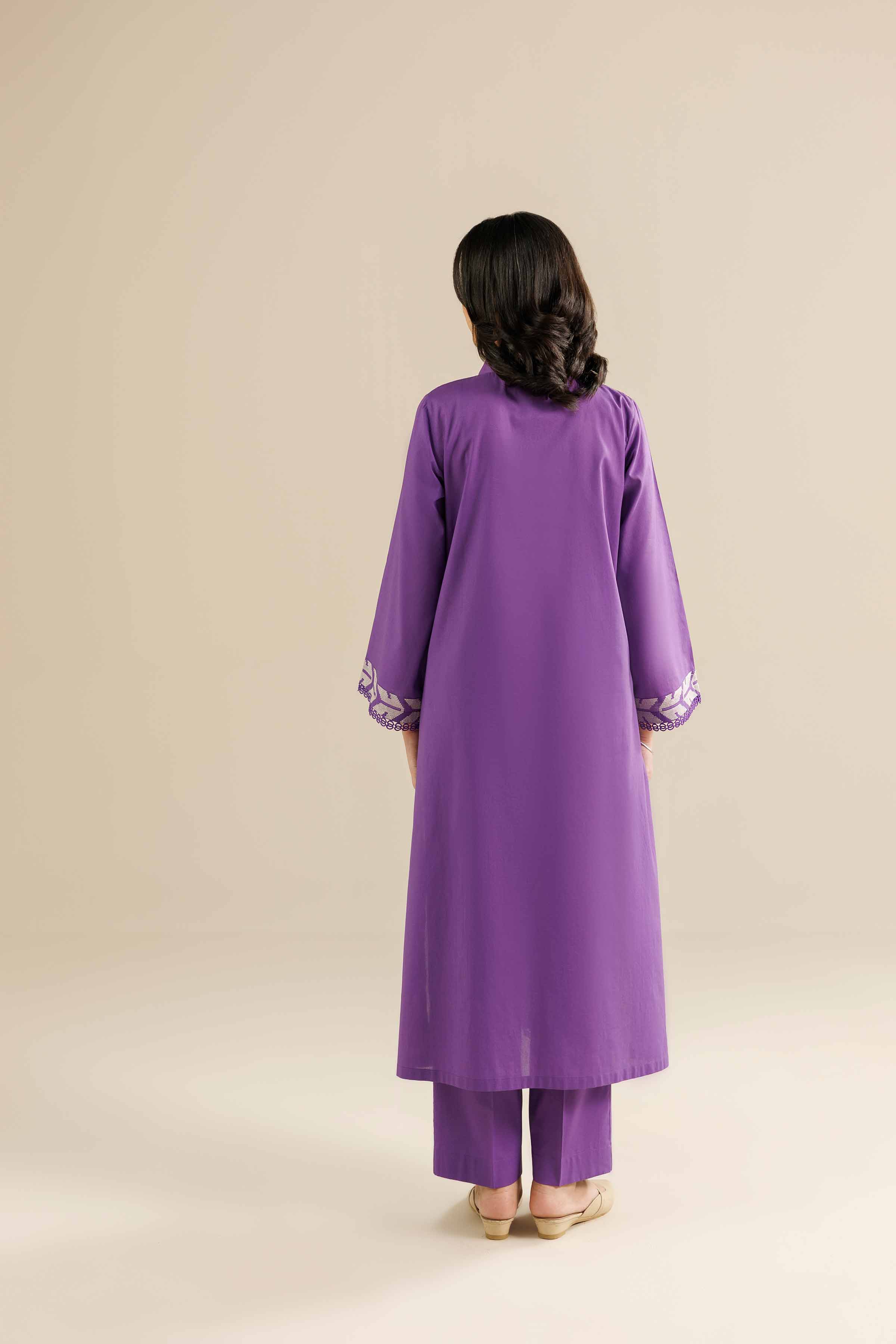 2 Piece - Embroidered Suit - PW25-214 READY TO WEAR Purple Tropical 2PC Embroidered