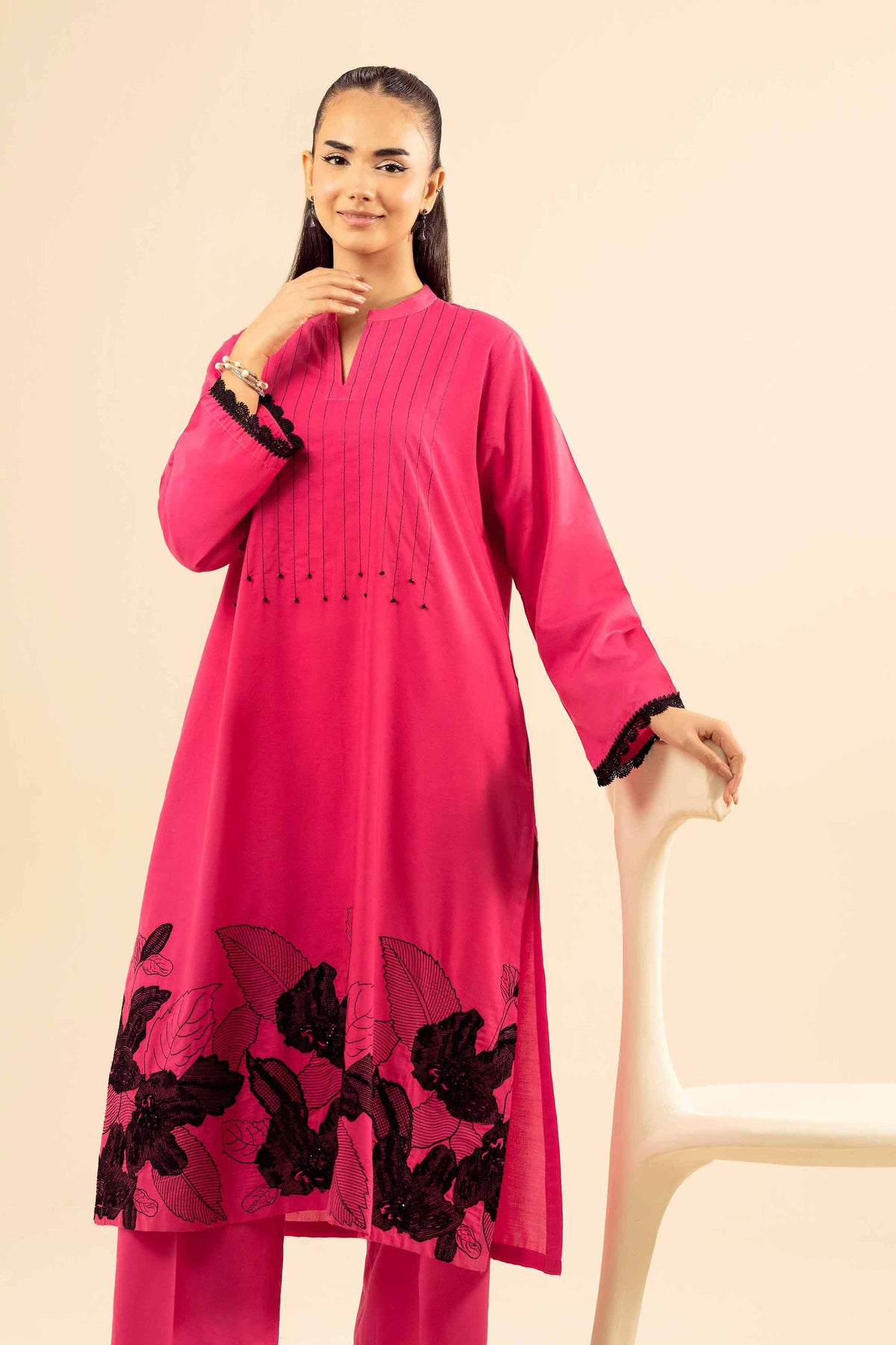 2 Piece - Embroidered Suit - PW25-215 Pink Wool 2PC Embroidered Nishat Australia