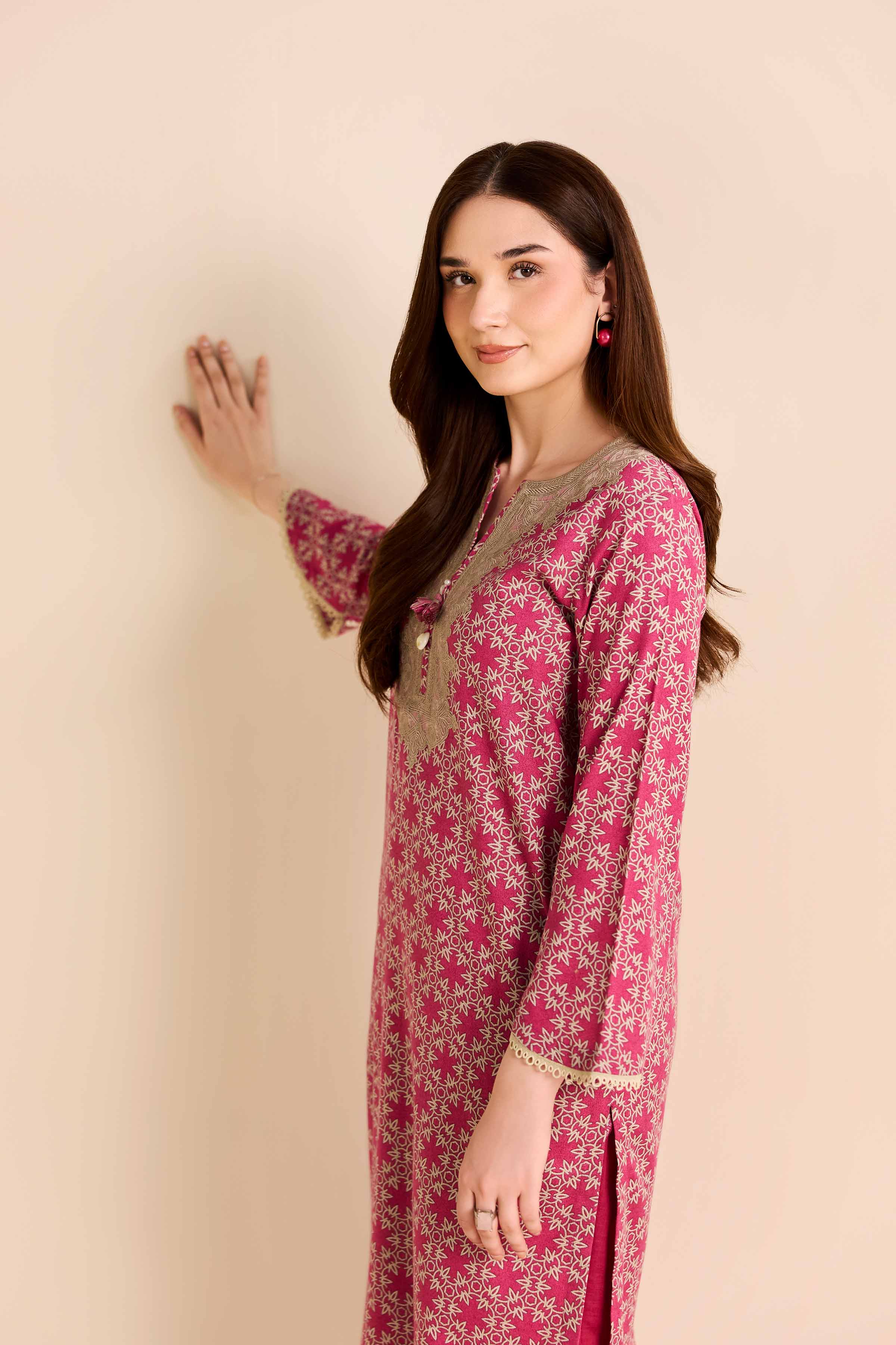 2 Piece - Printed Embroidered Suit - PW25-217 READY TO WEAR Pink Karandi 2PC Embroidered