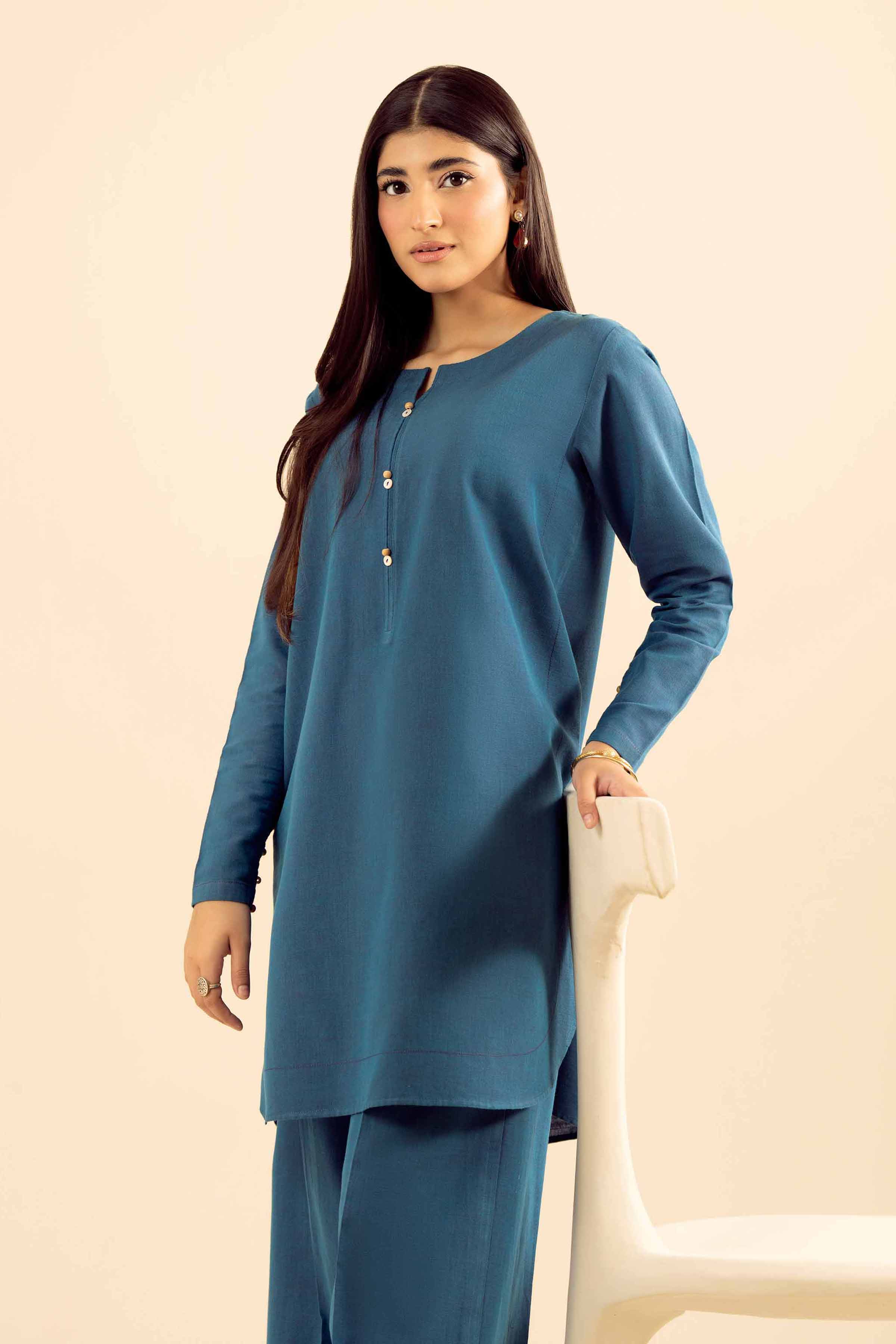 2 Piece - Embroidered Suit - PW25-219 READY TO WEAR Blue Tropical 2PC Embroidered