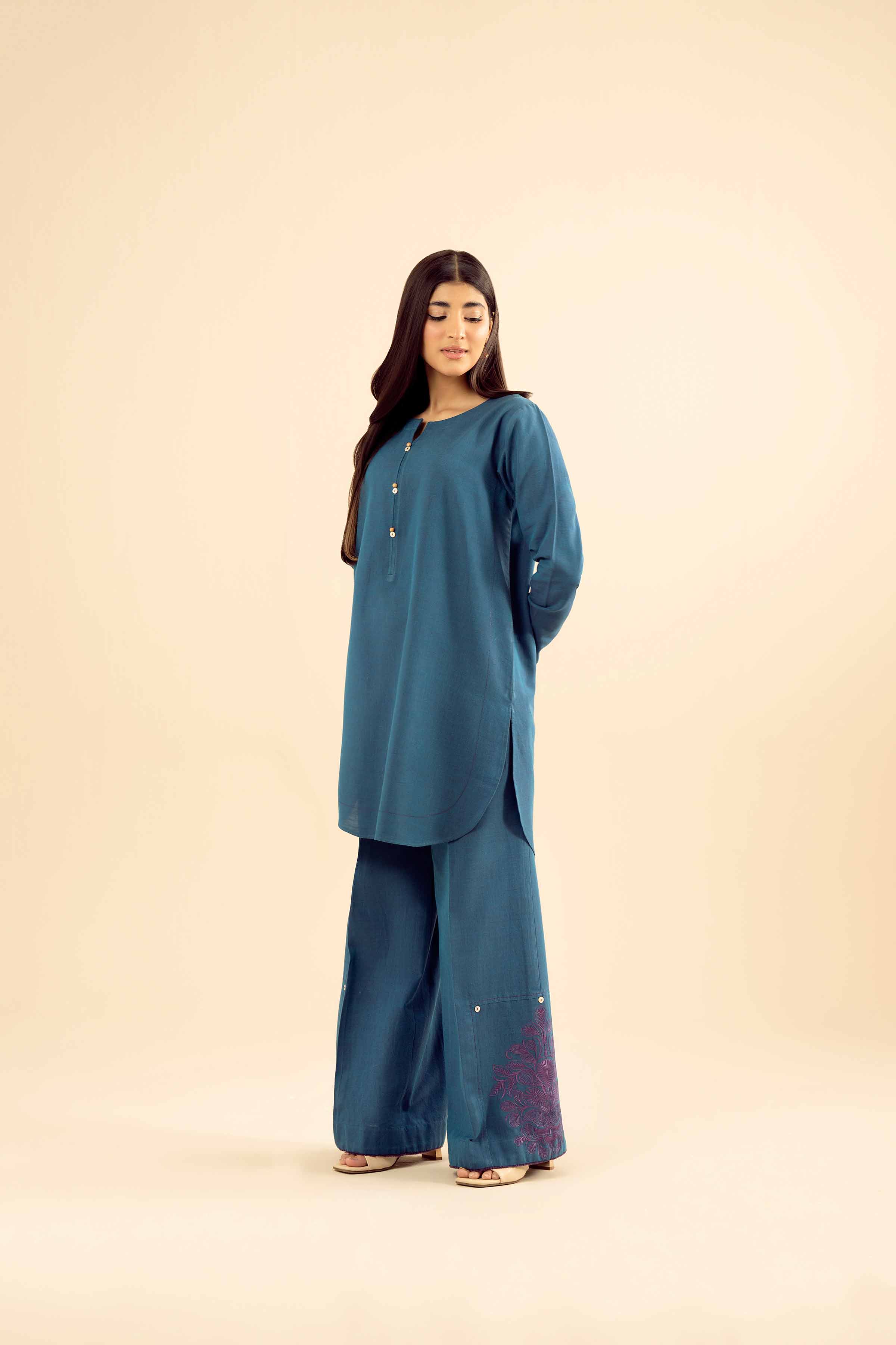 2 Piece - Embroidered Suit - PW25-219 READY TO WEAR Blue Tropical 2PC Embroidered