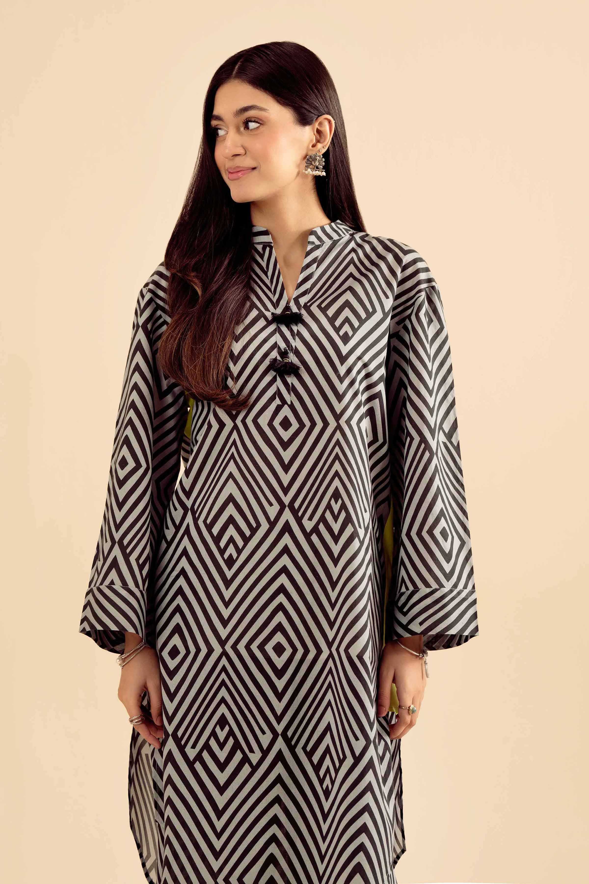 2 Piece - Printed Suit - PW25-22 READY TO WEAR Black Cambric 2PC Printed