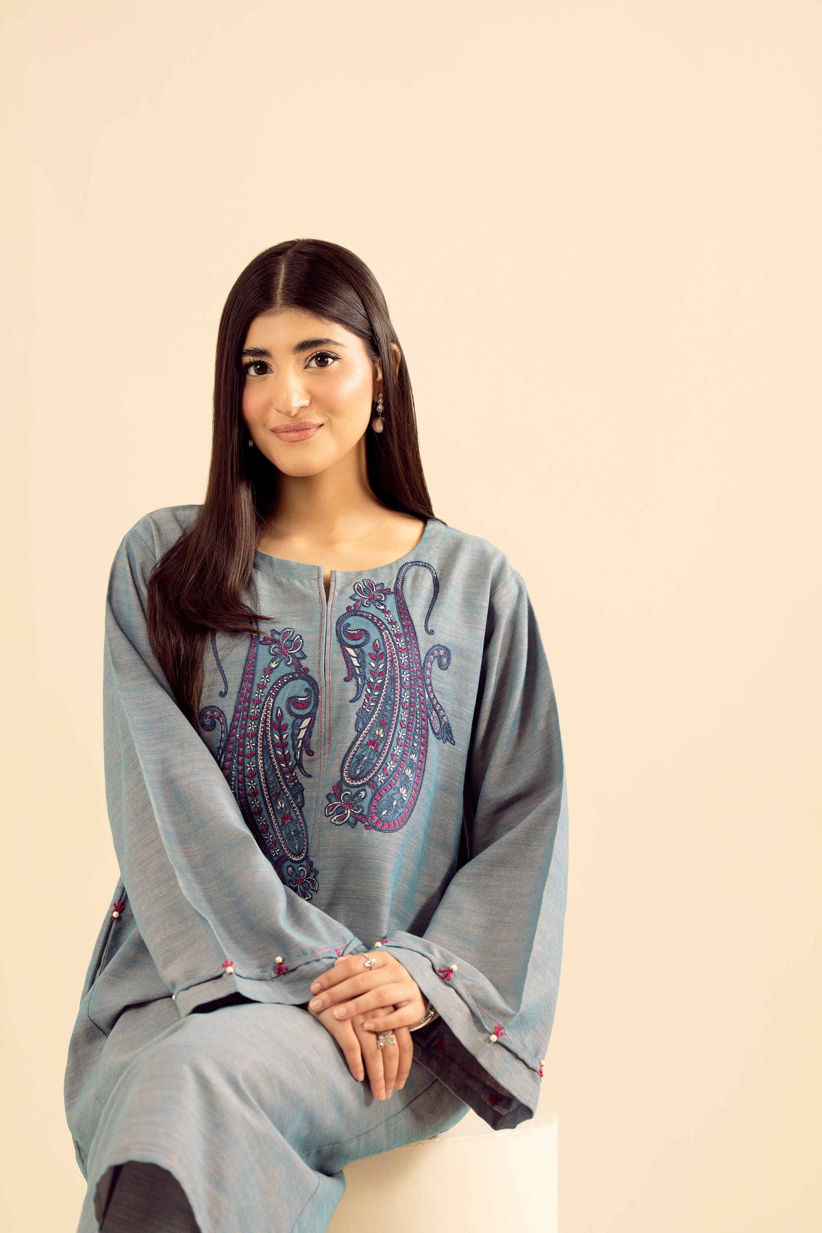 2 Piece - Embroidered Suit - PW25-222 Blue Khaddar 2PC Embroidered Nishat Australia