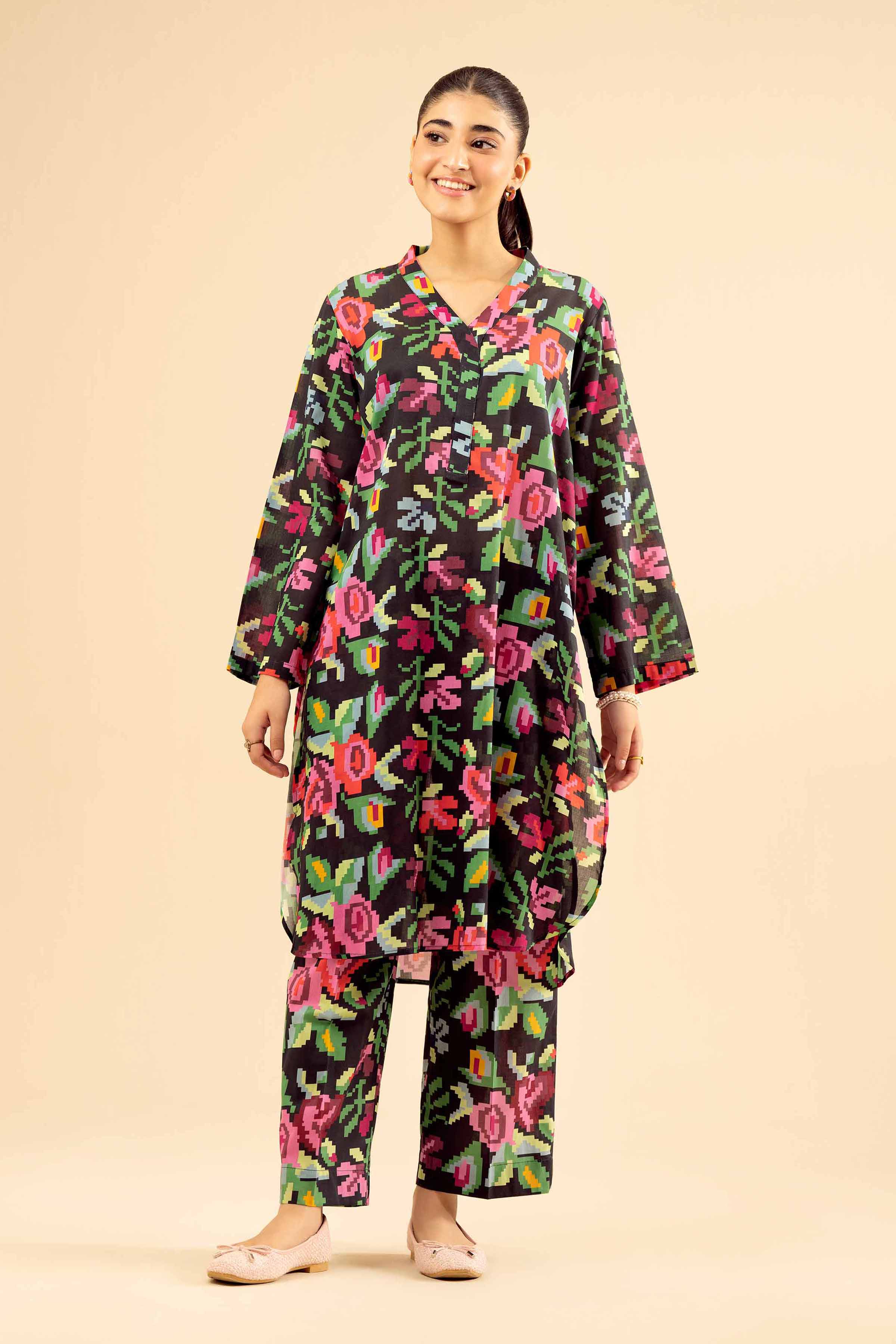 2 Piece - Printed Suit - PW25-23 READY TO WEAR Multi Cambric 2PC Printed