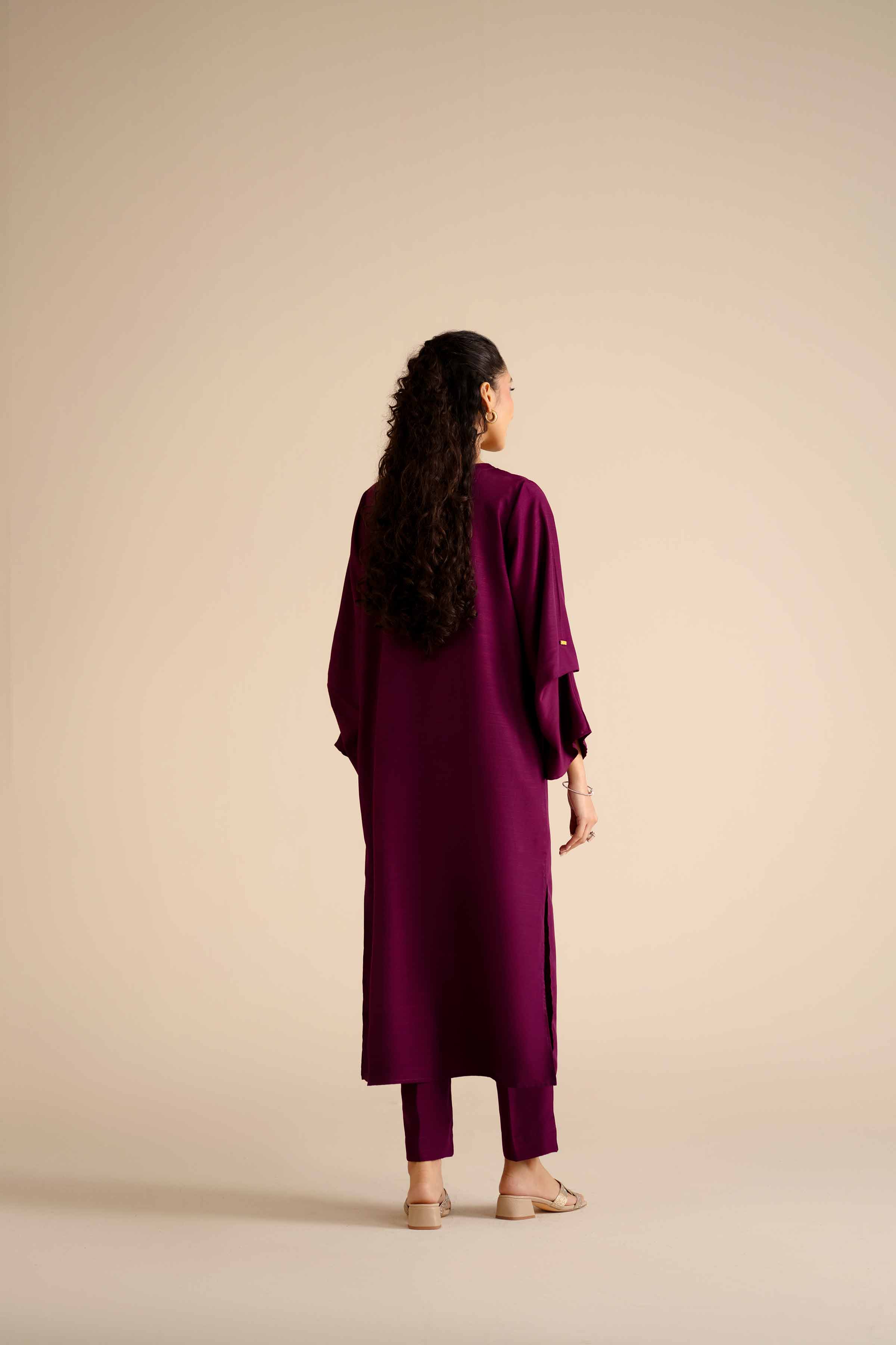 2 Piece - Basic Suit - PW25-249 READY TO WEAR Purple Silk 2PC Solids