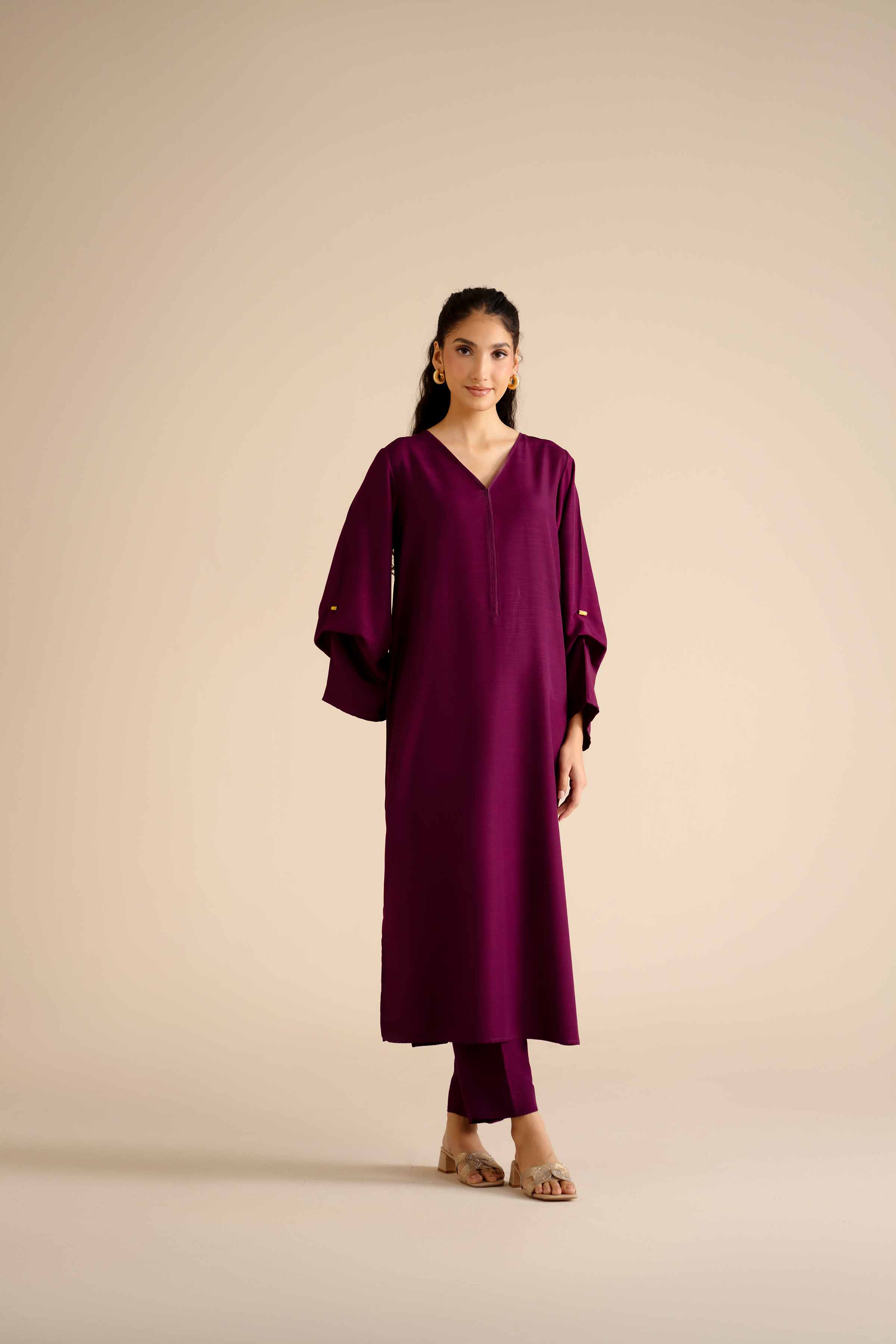 2 Piece - Basic Suit - PW25-249 READY TO WEAR Purple Silk 2PC Solids