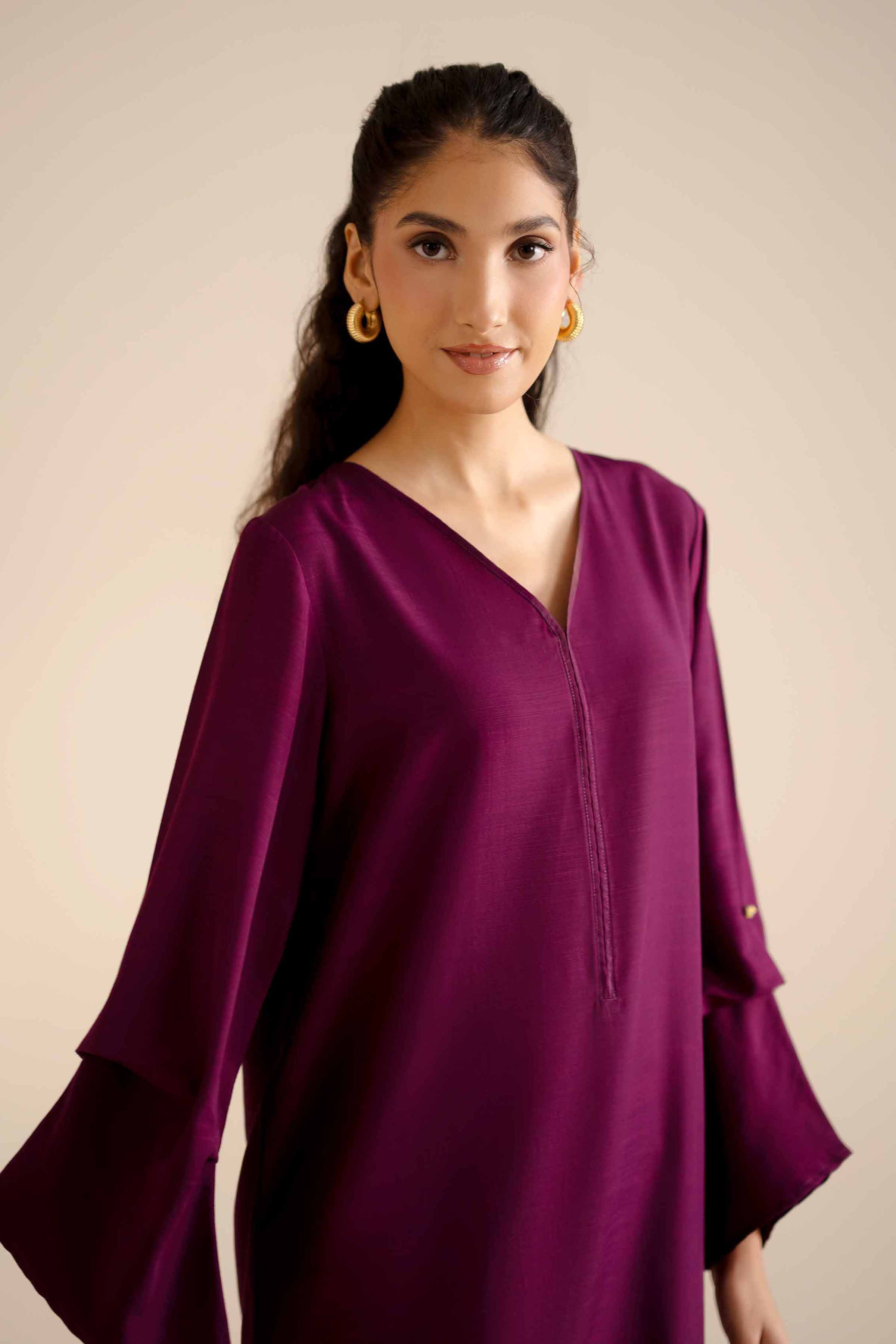 2 Piece - Basic Suit - PW25-249 READY TO WEAR Purple Silk 2PC Solids