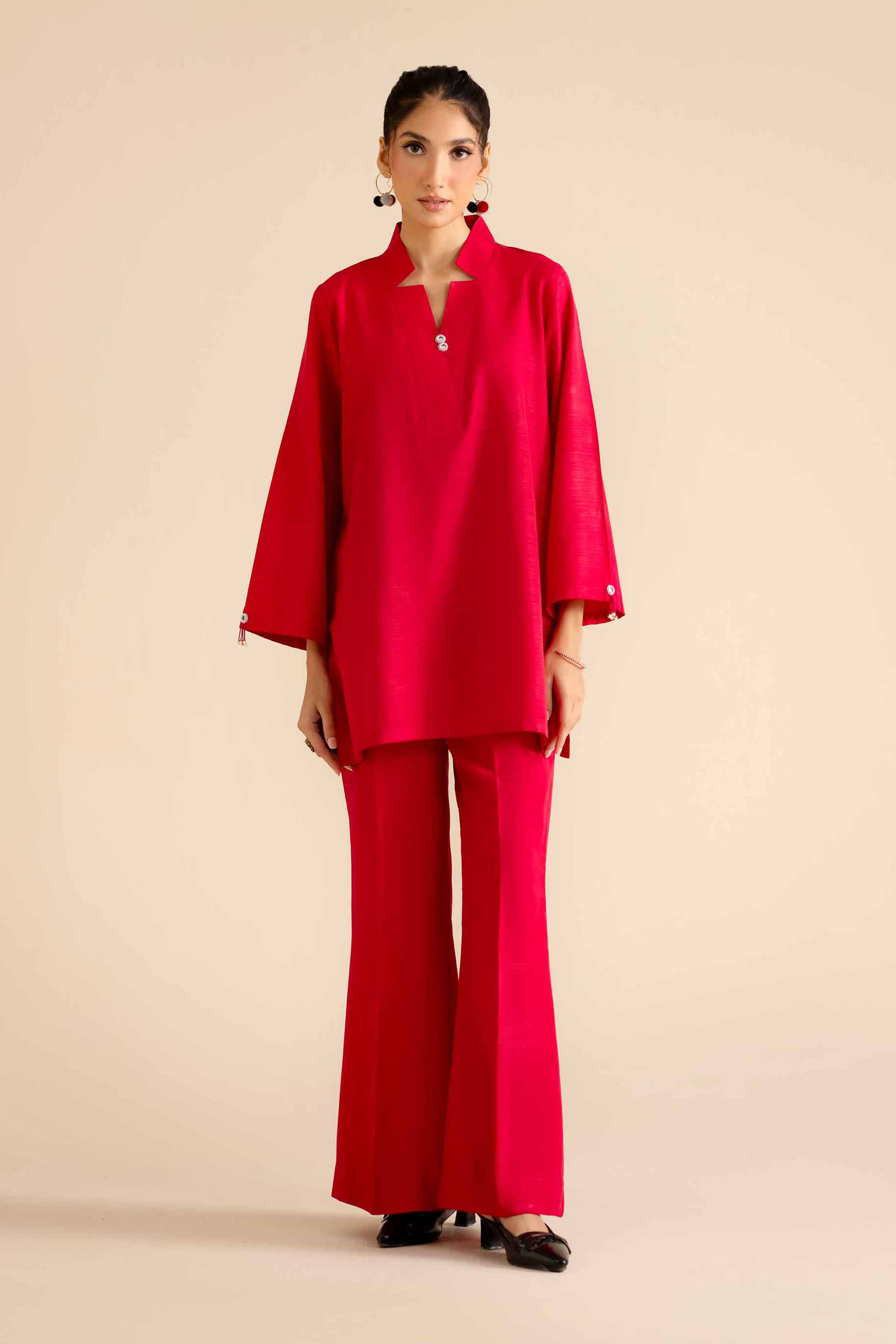 2 Piece - Basic Suit - PW25-250 READY TO WEAR Pink Silk 2PC Solids