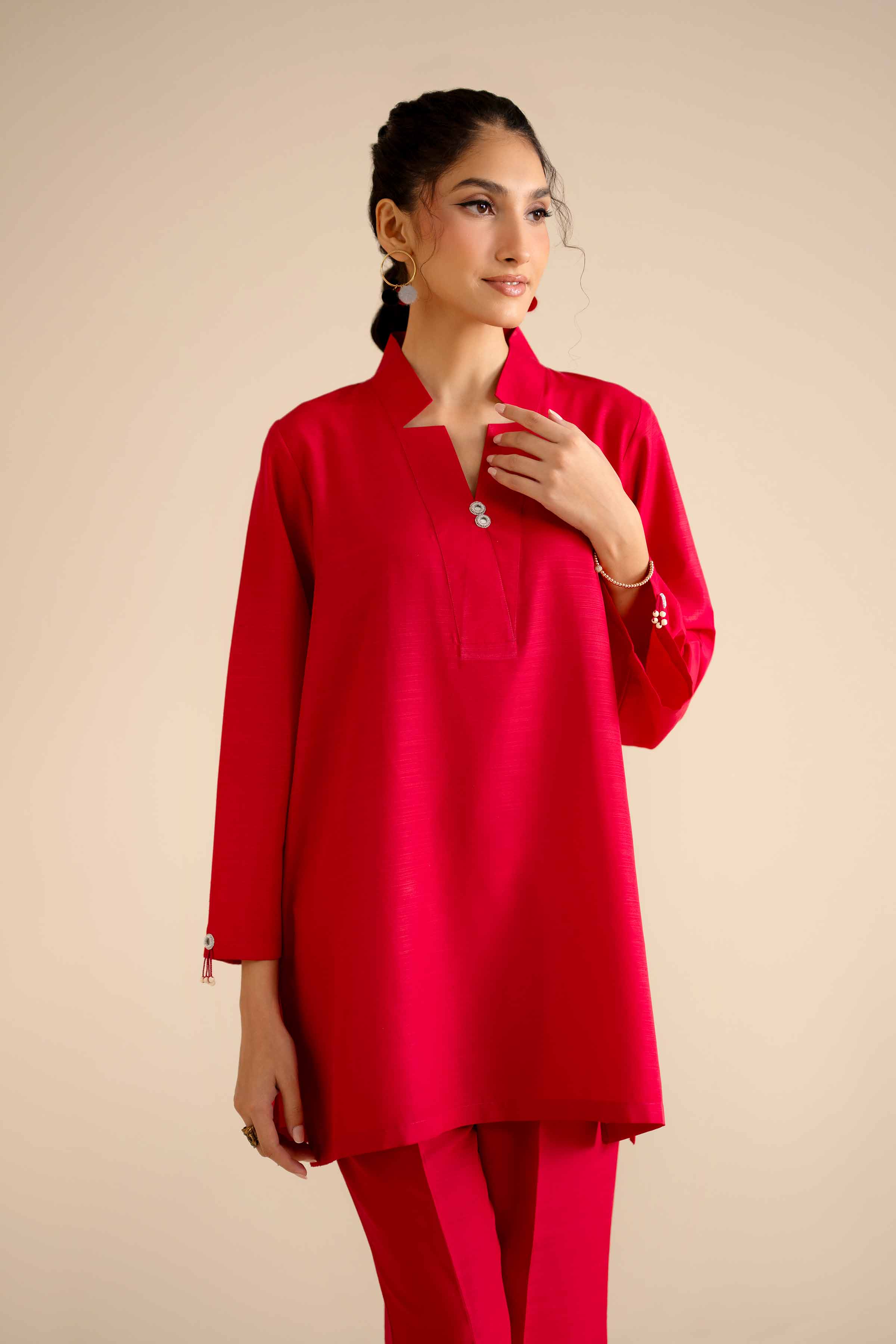2 Piece - Basic Suit - PW25-250 READY TO WEAR Pink Silk 2PC Solids