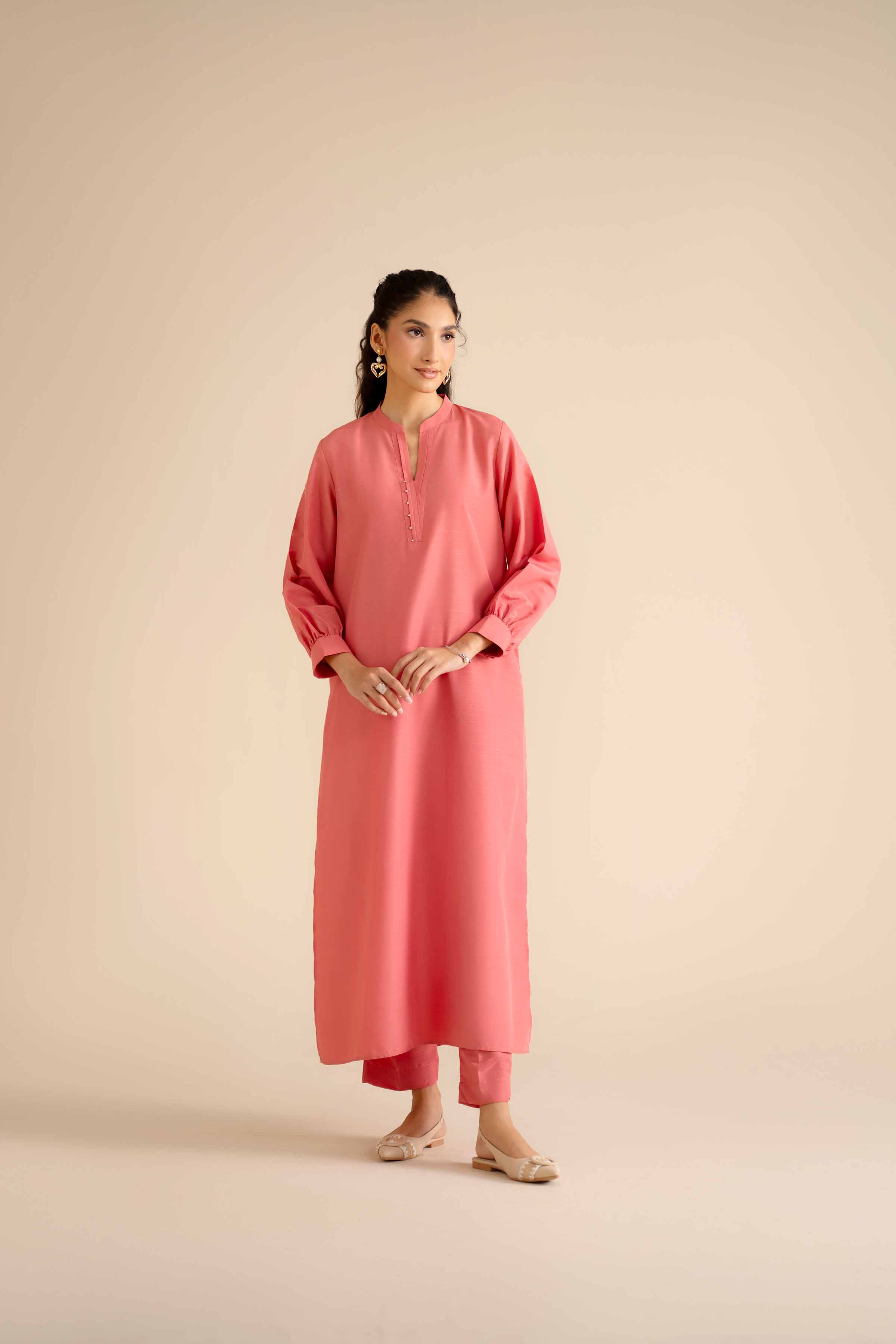 2 Piece - Basic Suit - PW25-253 READY TO WEAR Orange Silk 2PC Solids