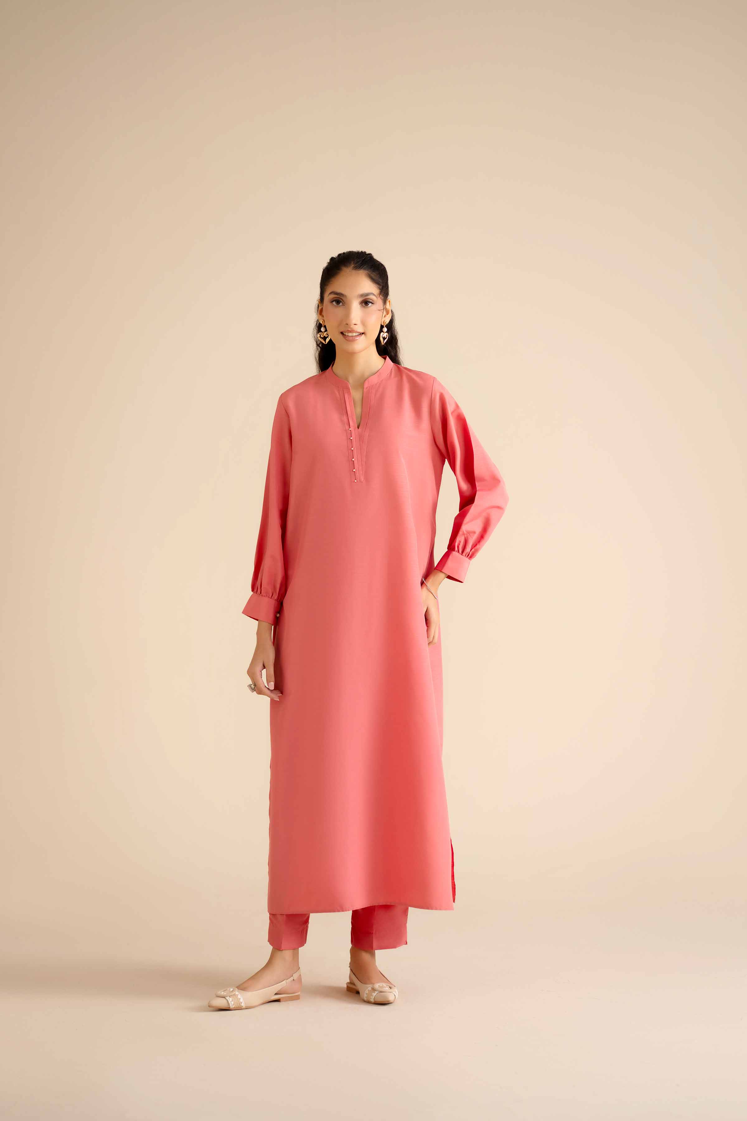 2 Piece - Basic Suit - PW25-253 READY TO WEAR Orange Silk 2PC Solids