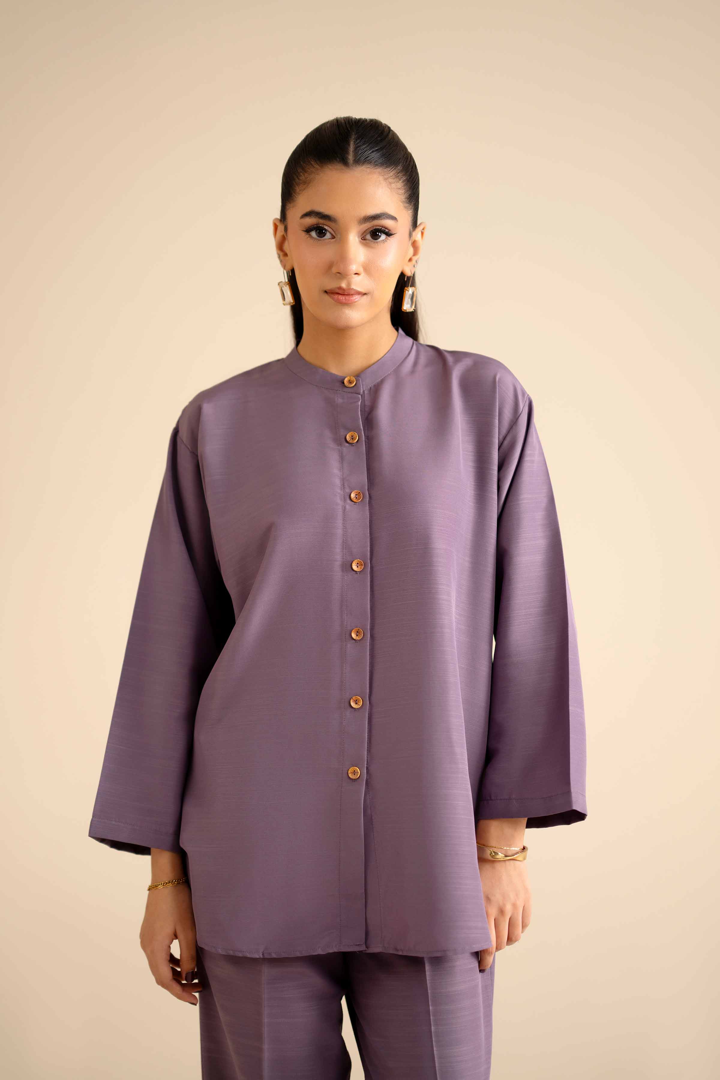 2 Piece - Basic Suit - PW25-254 READY TO WEAR Purple Silk 2PC Solids