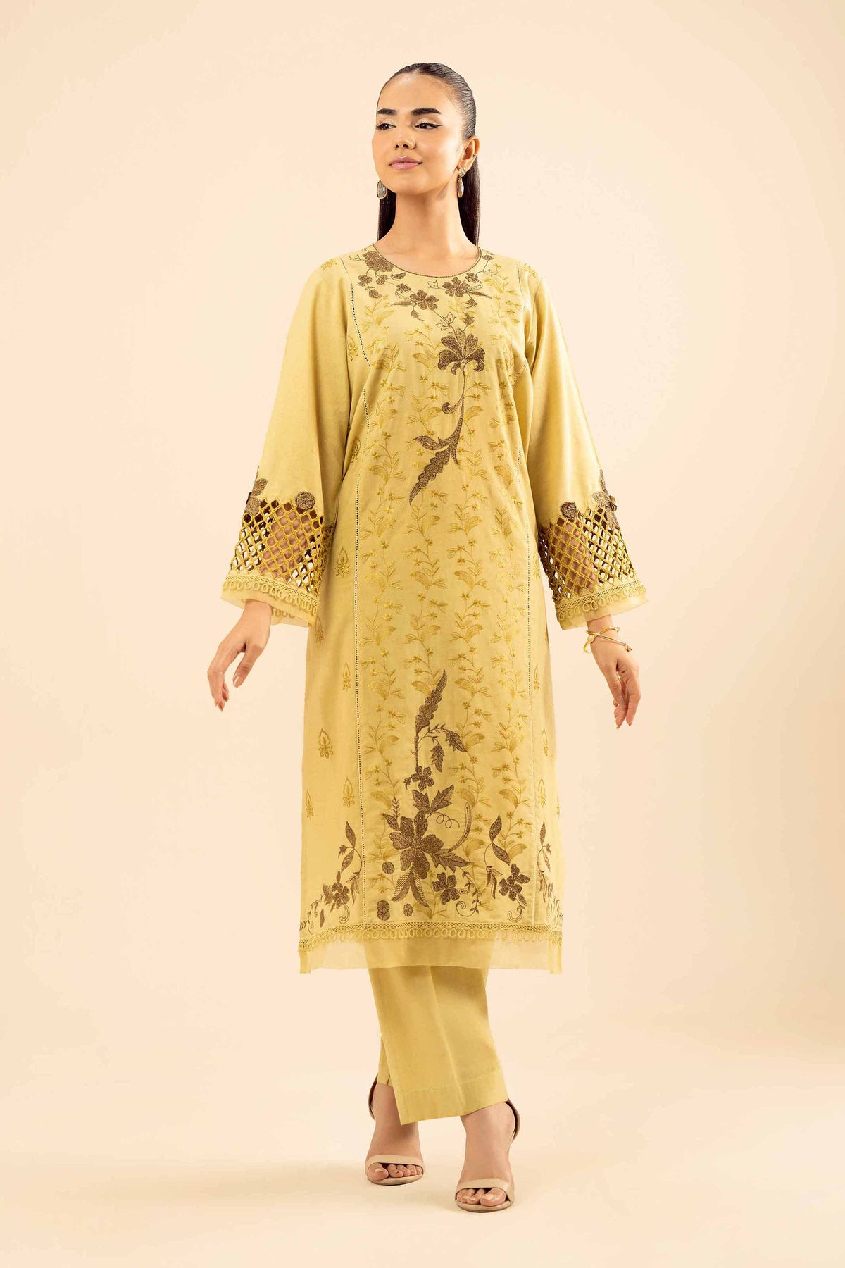 2 Piece - Embroidered Suit - PW25-262 Green Slub 2PC Embroidered Nishat Australia