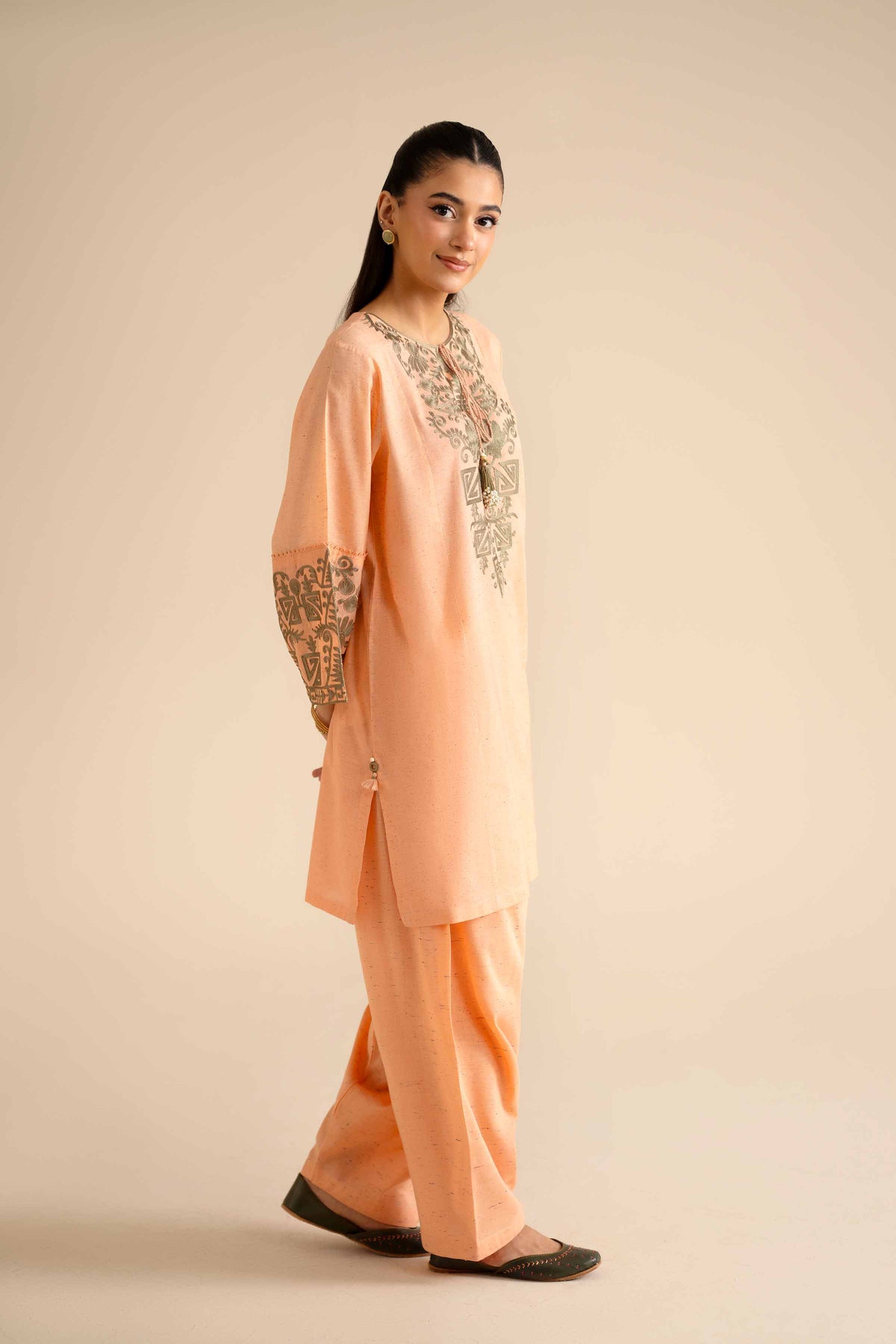 2 Piece - Embroidered Suit - PW25-268 Orange Khaddar 2PC Embroidered Nishat Australia