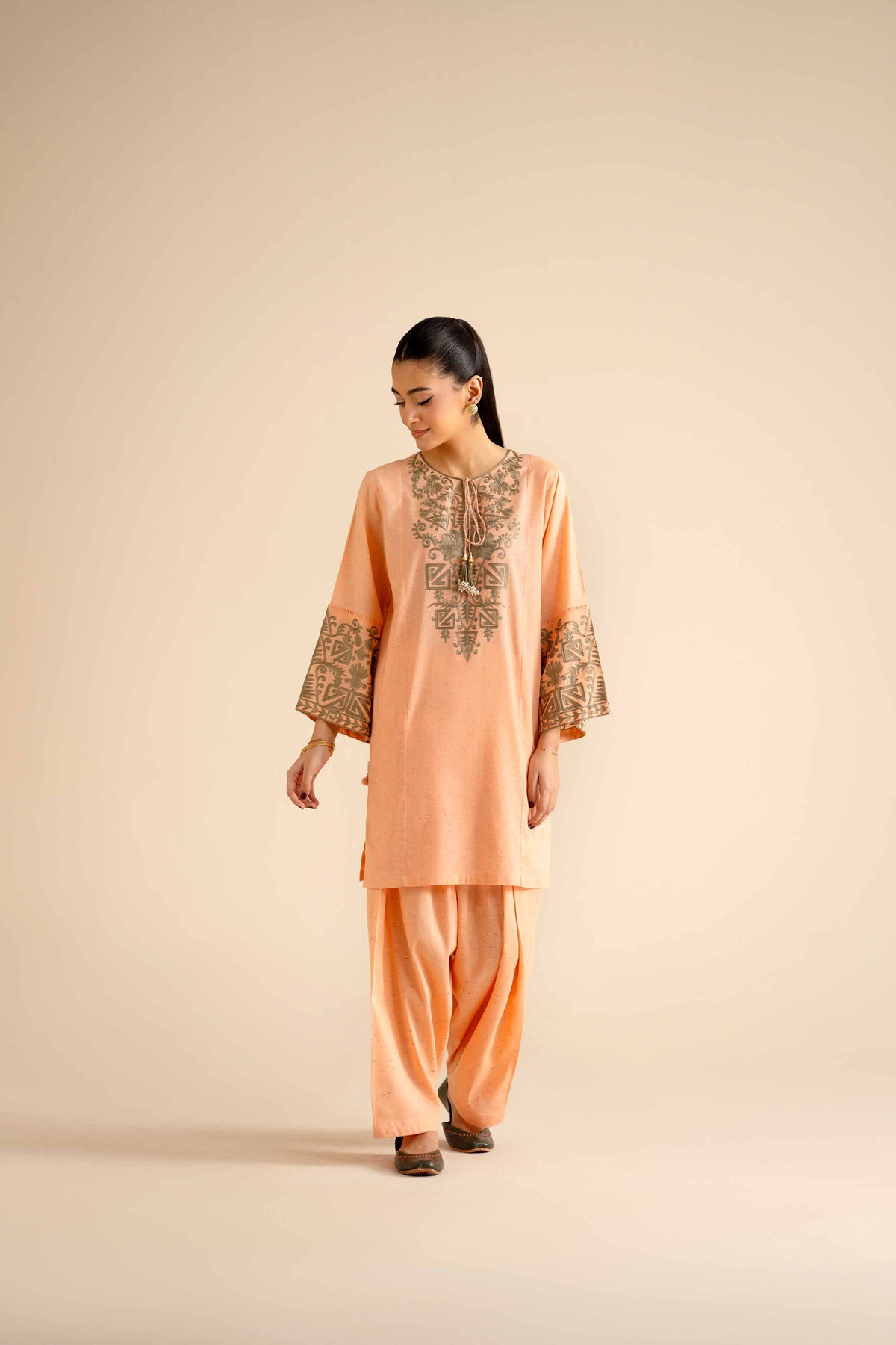 2 Piece - Embroidered Suit - PW25-268 Orange Khaddar 2PC Embroidered Nishat Australia