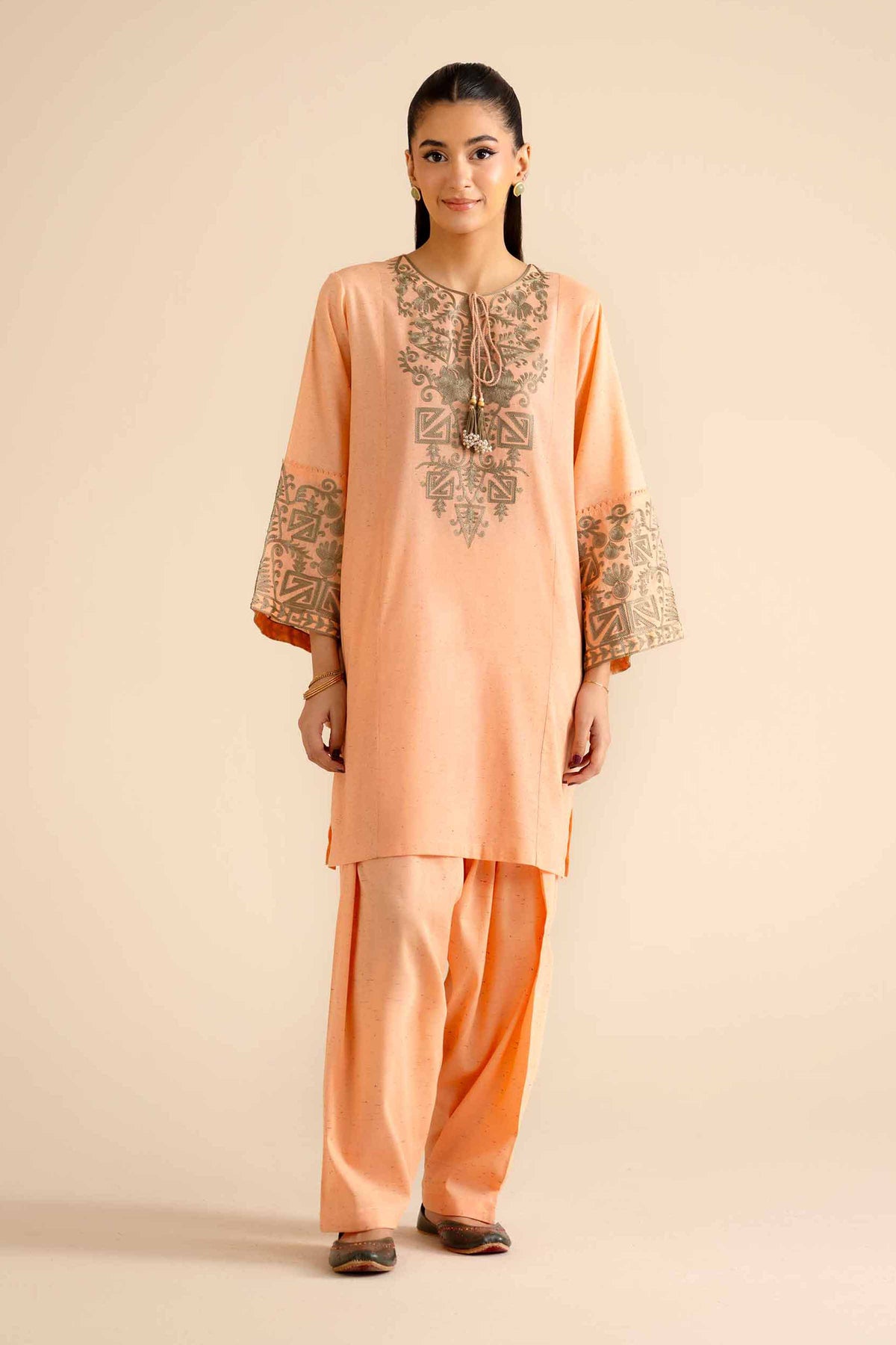 2 Piece - Embroidered Suit - PW25-268 Orange Khaddar 2PC Embroidered Nishat Australia