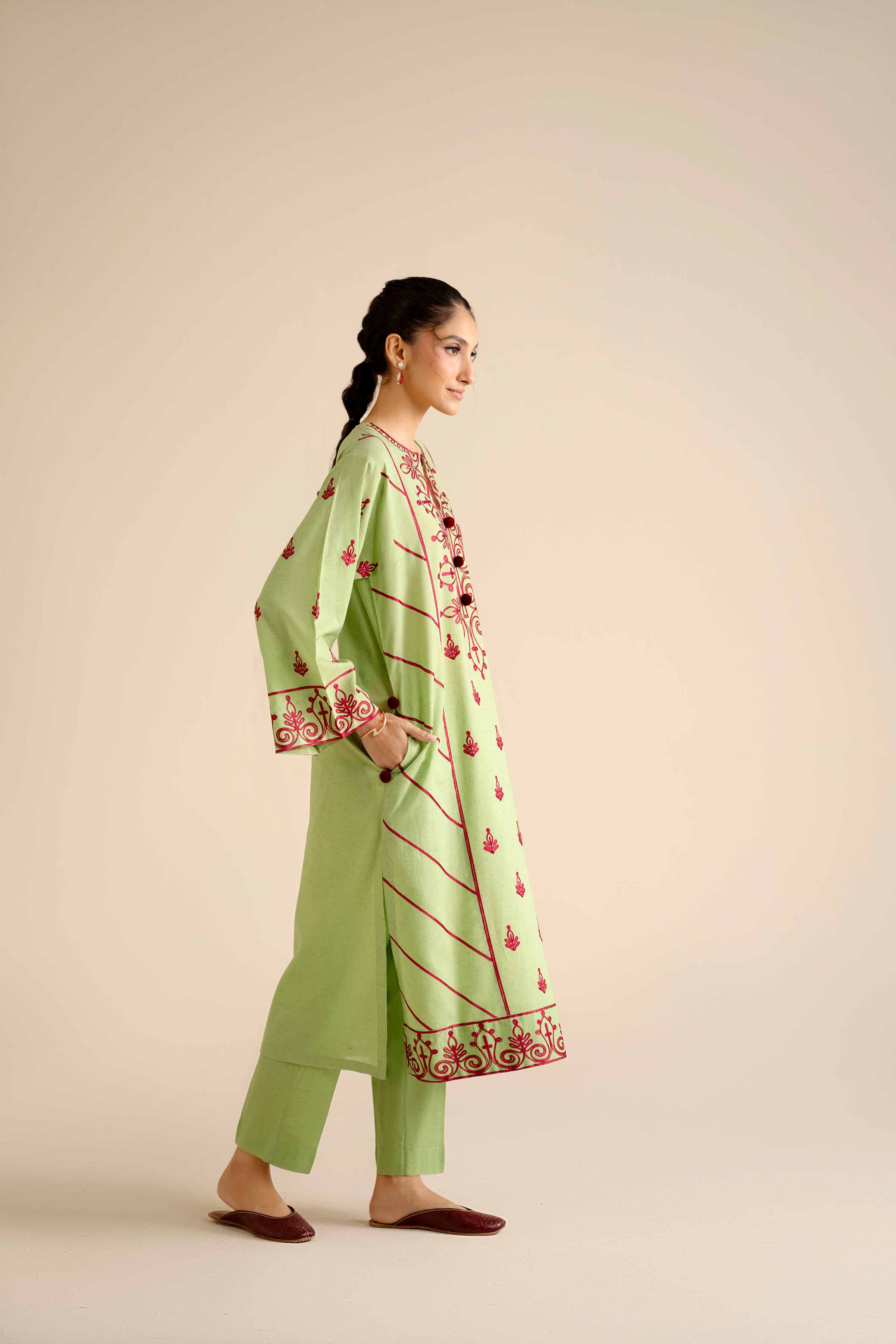 2 Piece - Embroidered Suit - PW25-269 READY TO WEAR Green Khaddar 2PC Embroidered