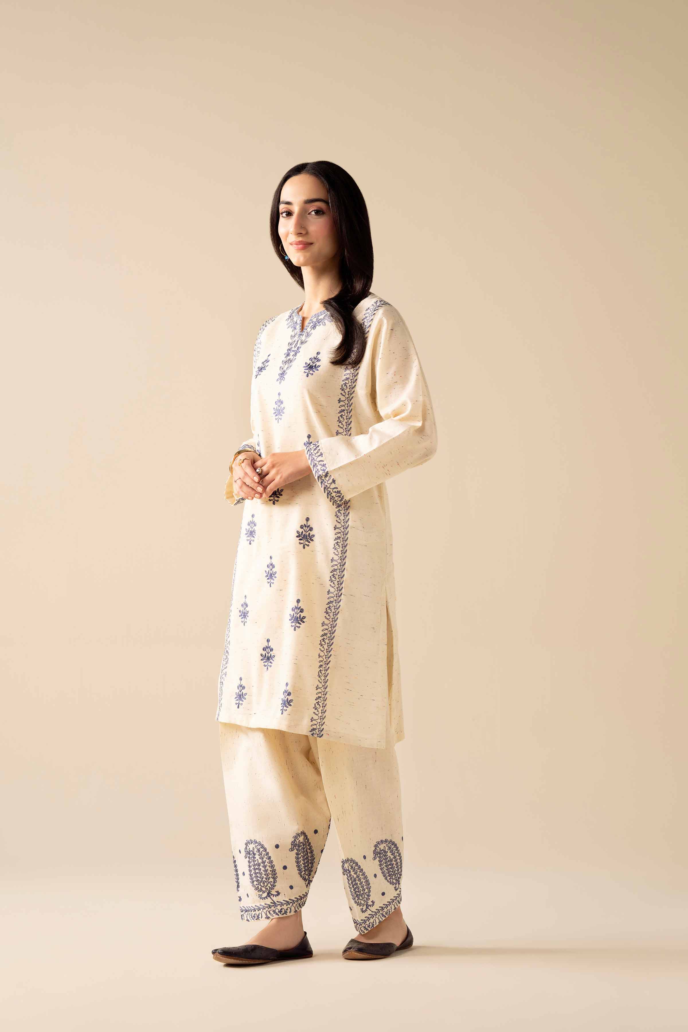 2 Piece - Embroidered Suit - PW25-271 READY TO WEAR White Khaddar 2PC Embroidered