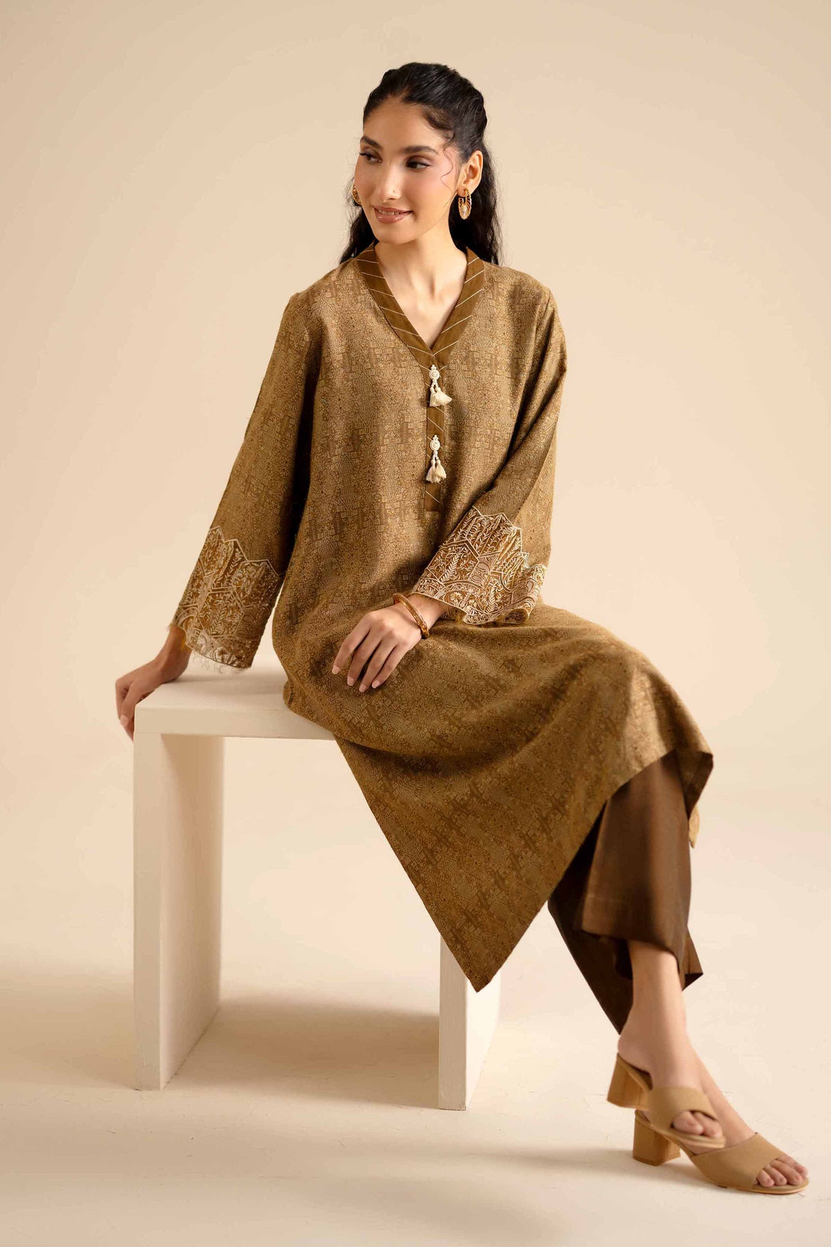 2 Piece - Printed Embroidered Suit - PW25-273 Green Jacquard 2PC Embroidered Nishat Australia