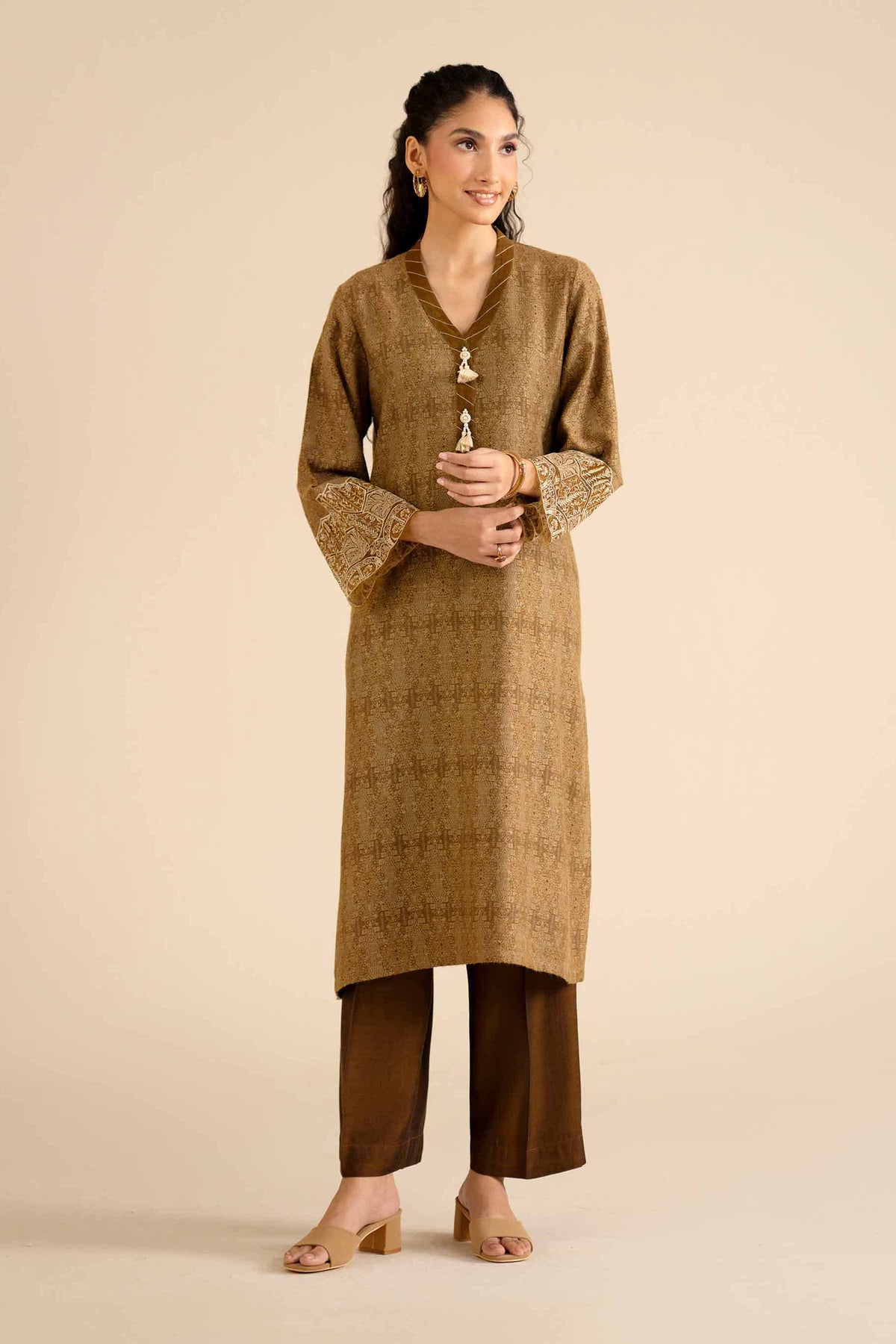 2 Piece - Printed Embroidered Suit - PW25-273 Green Jacquard 2PC Embroidered Nishat Australia