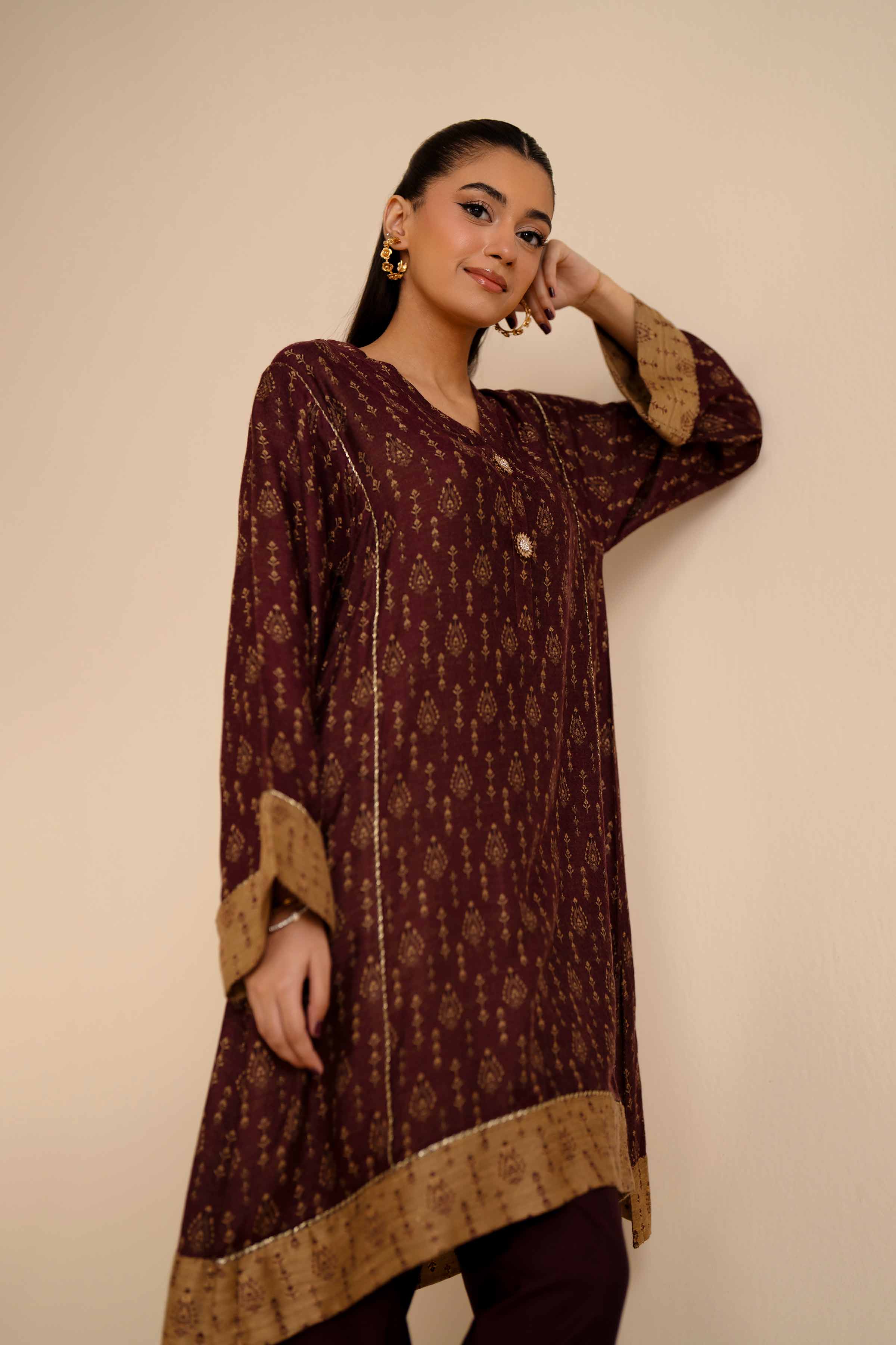 2 Piece - Basic Suit - PW25-276 READY TO WEAR Red Jacquard 2 Pieces Solids