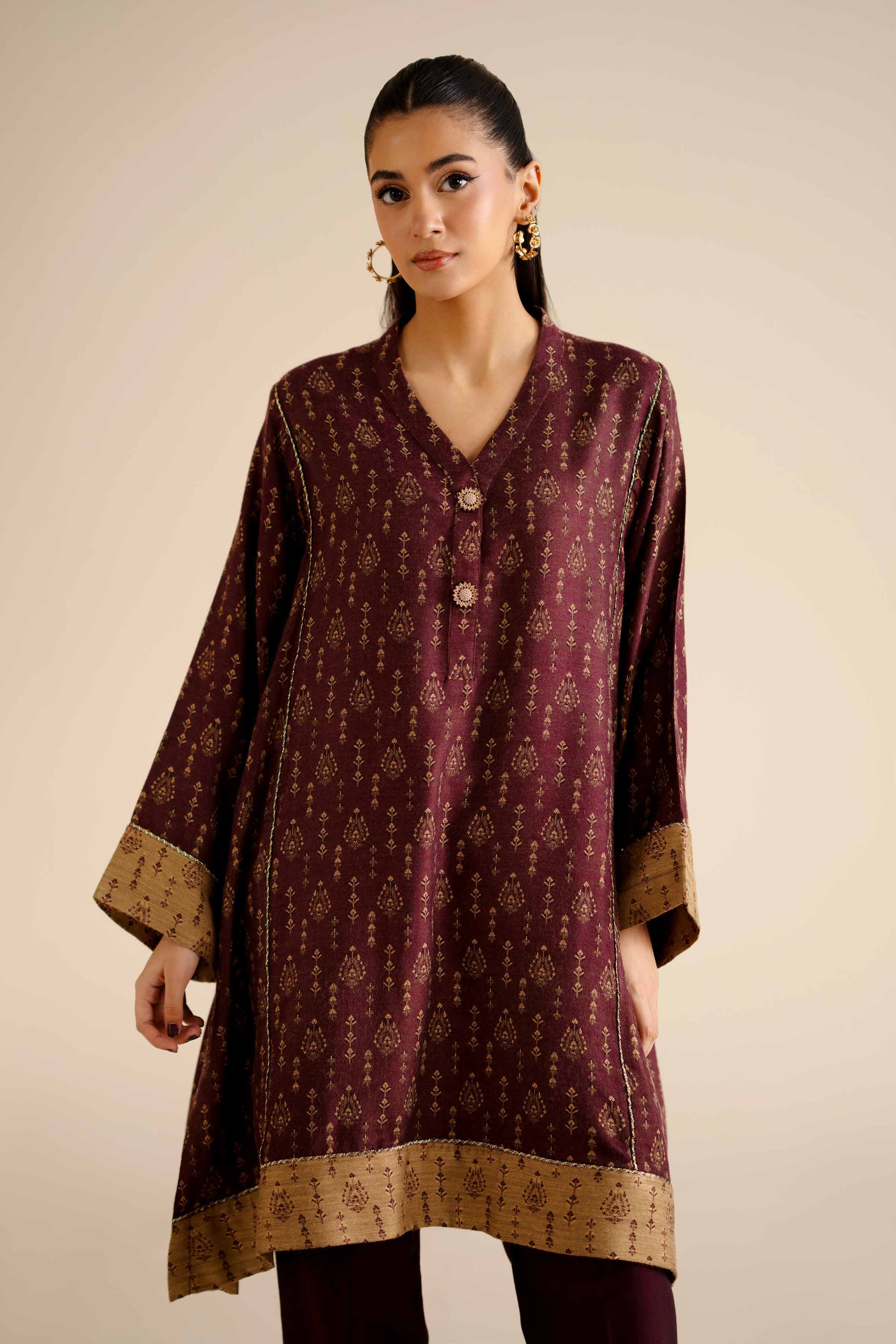 2 Piece - Basic Suit - PW25-276 READY TO WEAR Red Jacquard 2 Pieces Solids