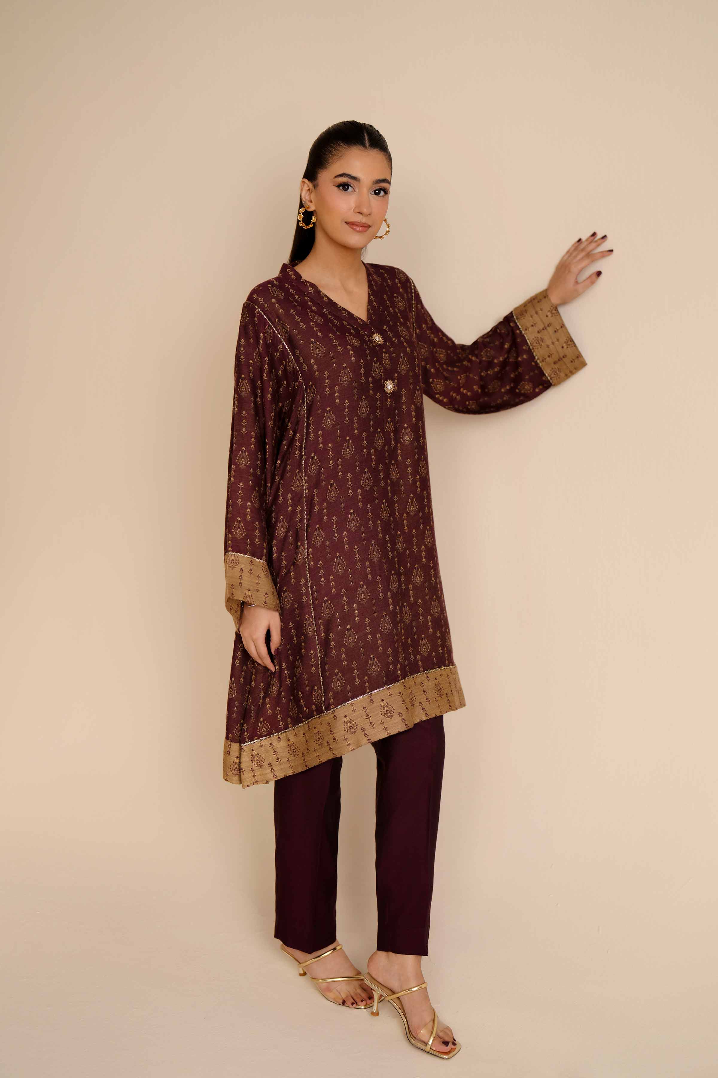2 Piece - Basic Suit - PW25-276 READY TO WEAR Red Jacquard 2 Pieces Solids