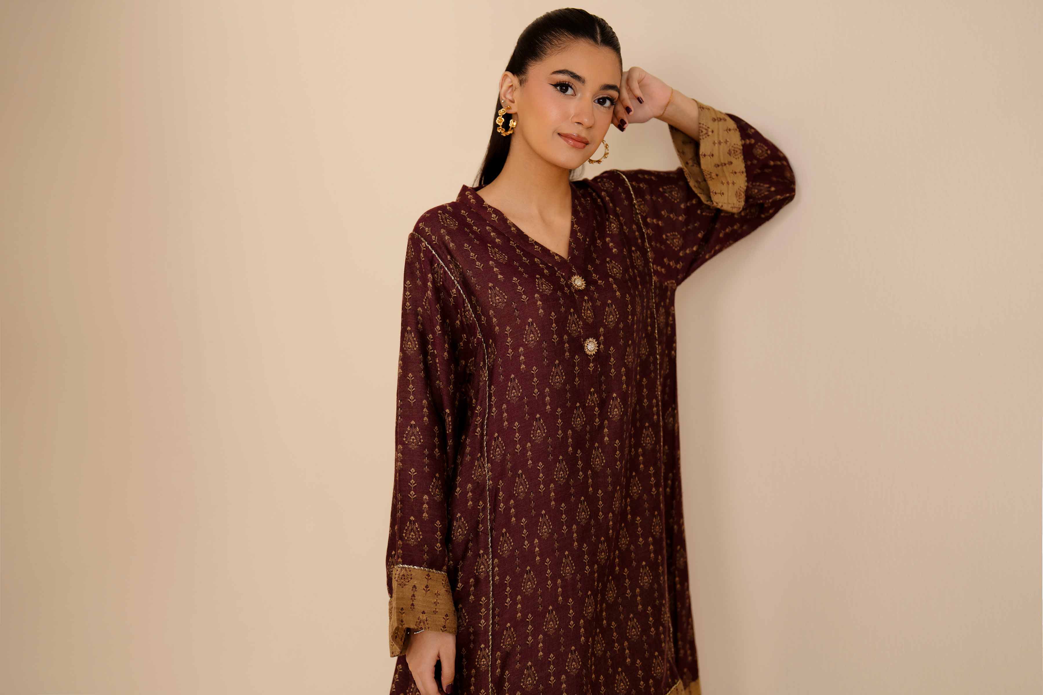 2 Piece - Basic Suit - PW25-276 READY TO WEAR Red Jacquard 2 Pieces Solids