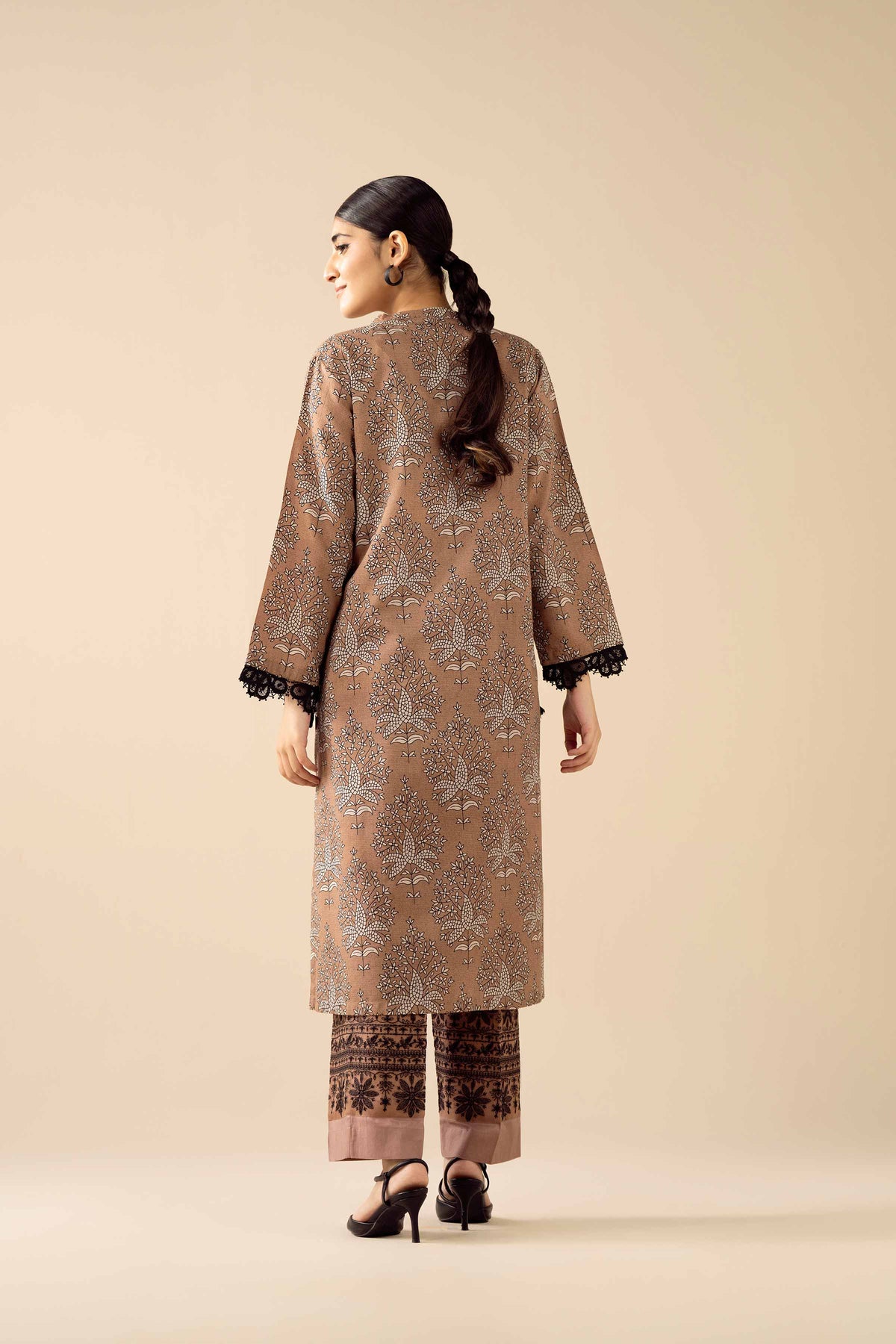 2 Piece - Printed Embroidered Suit - PW25-280 Brown Wool 2PC Embroidered Nishat Australia